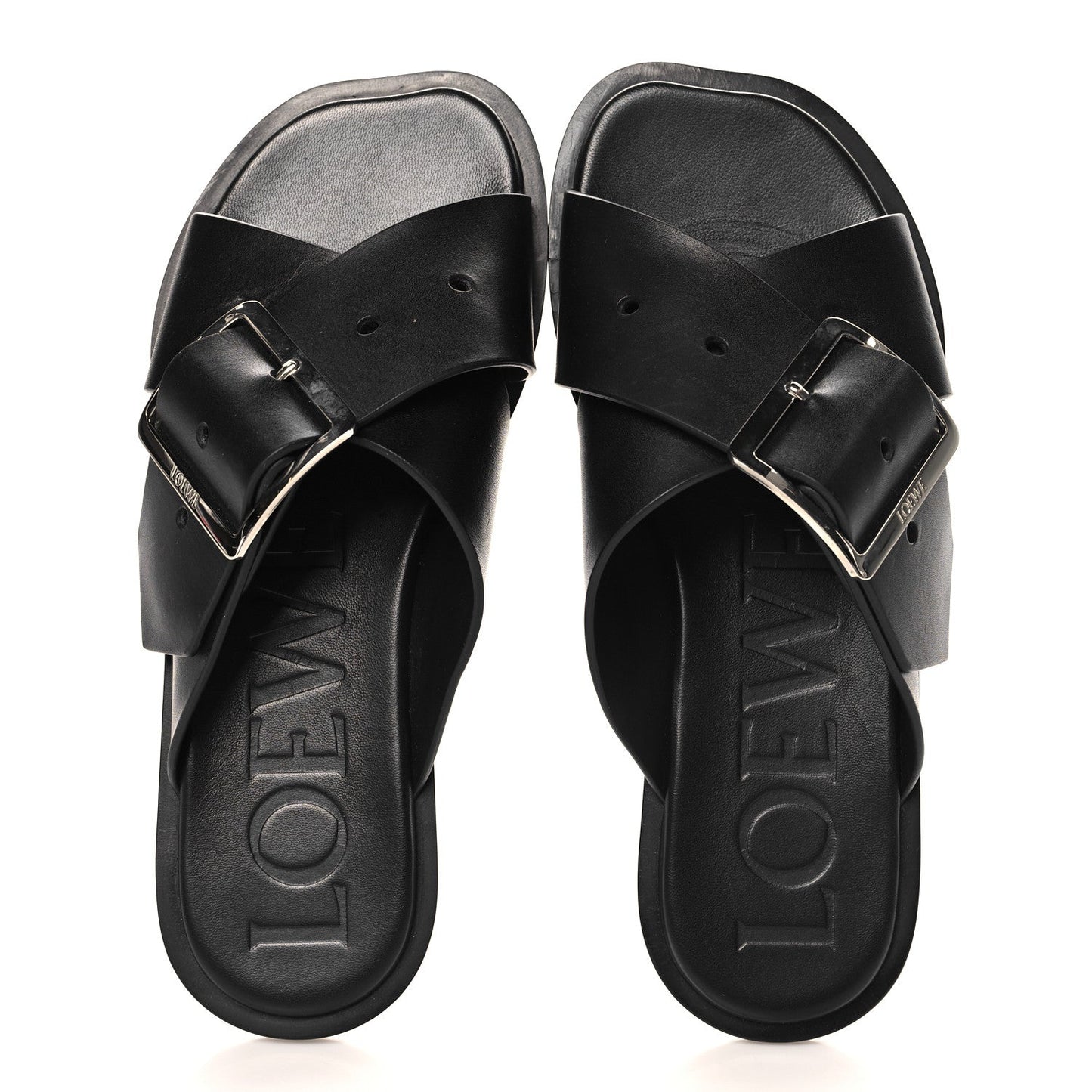 Calfskin Petal Belt Flat Sandal 36 Black