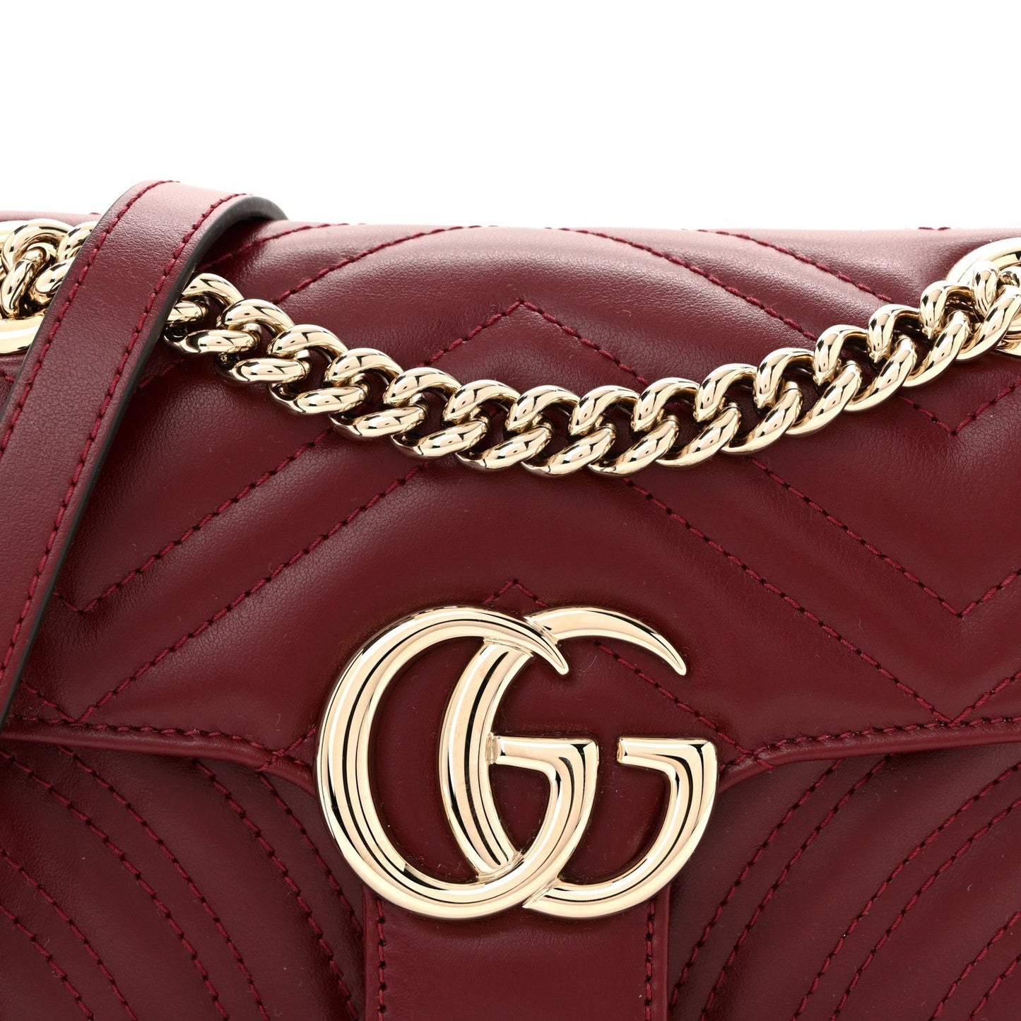 Calfskin Matelasse Mini GG Marmont Shoulder Bag Rosso Ancora