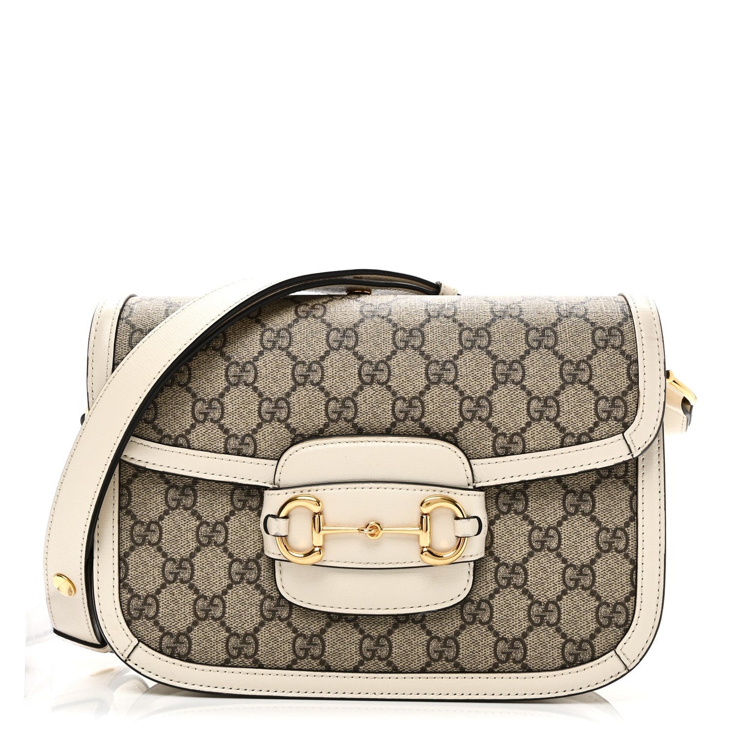 GG Supreme Monogram Horsebit 1955 Shoulder Bag Beige Mystic White