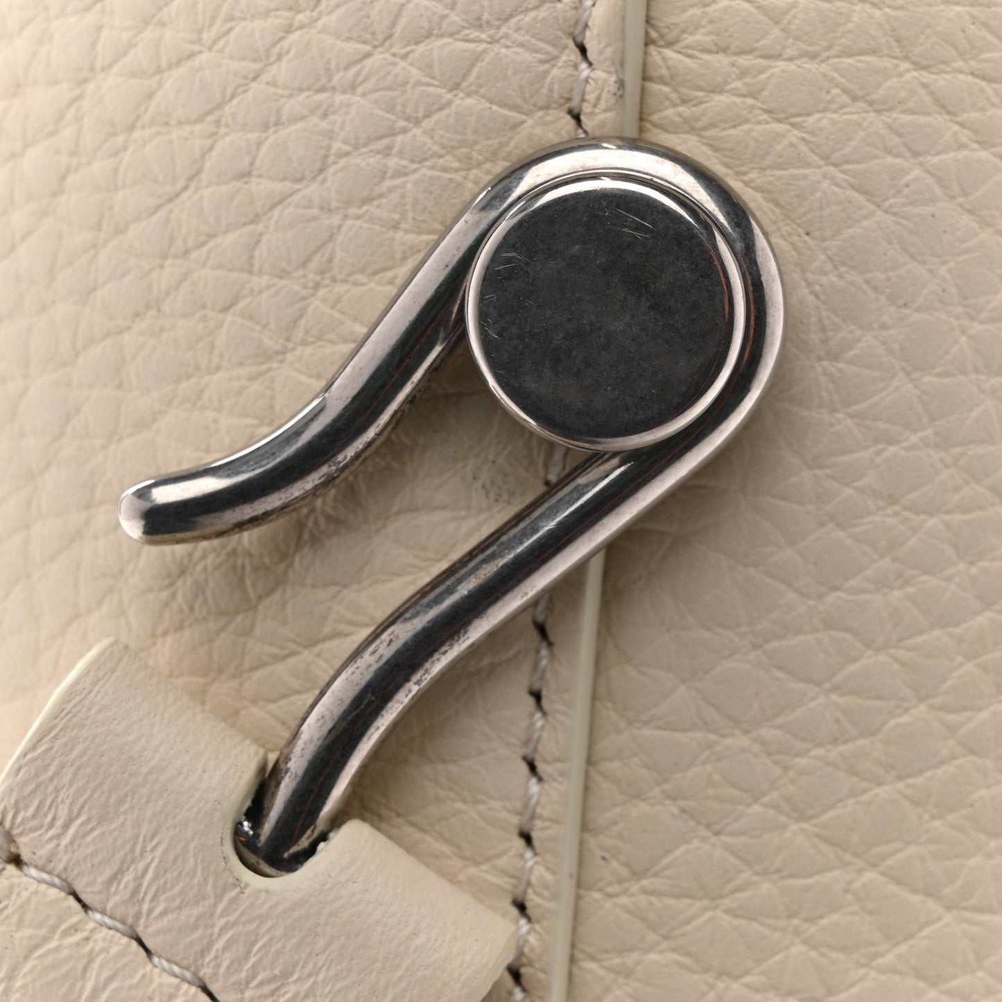 Grained Calfskin Small N/S Hook Tote Ivory