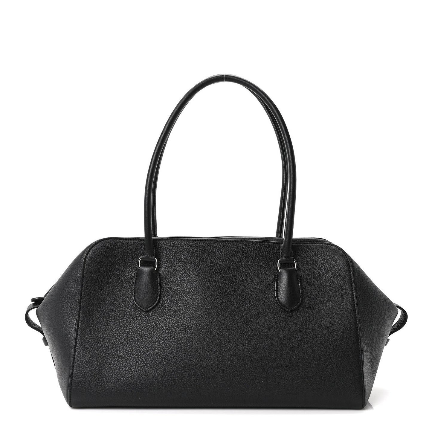 Grained Calfskin East West Bowling Bag Black
