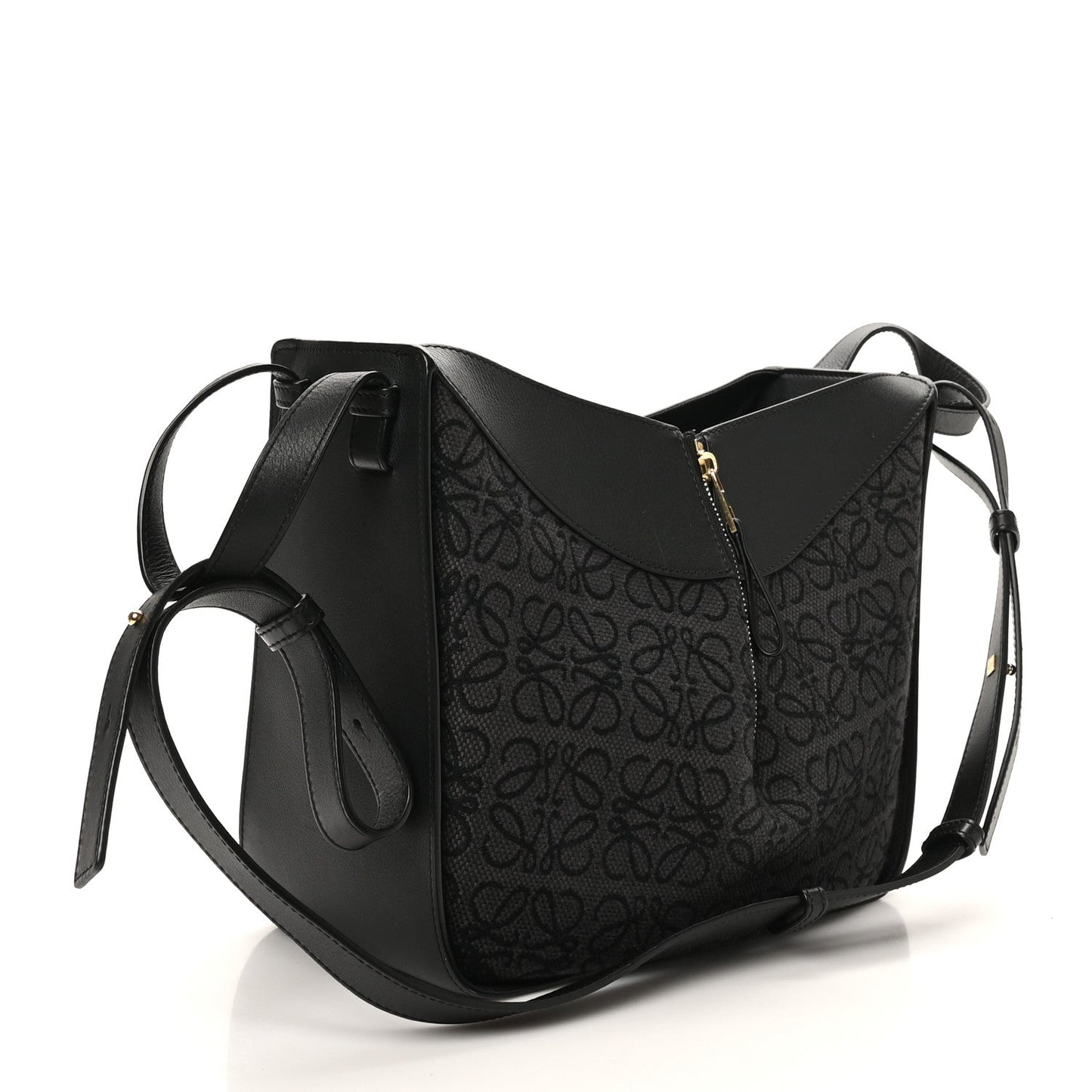 Jacquard Anagram Calfskin Small Hammock Shoulder Bag Black Charcoal
