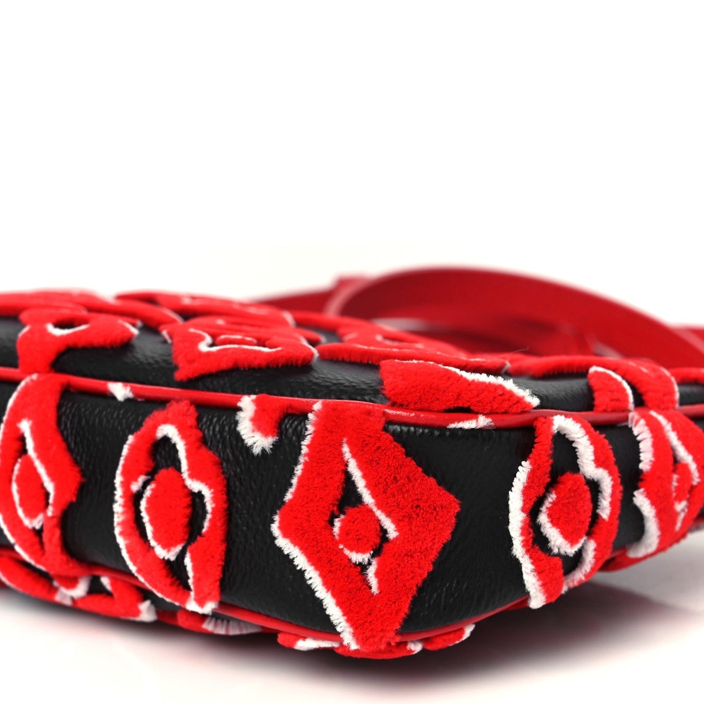 X UF Tufted Monogram Pochette Accessories Black Red