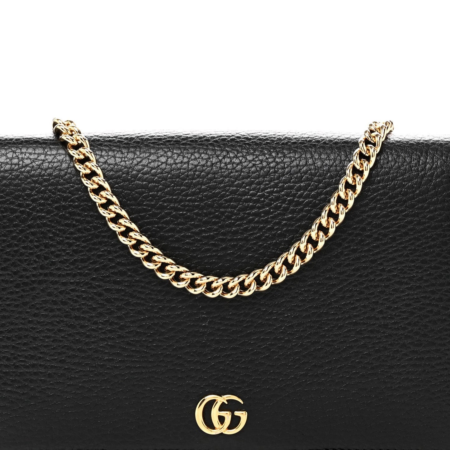 Calfskin Mini GG Marmont Chain Wallet Black