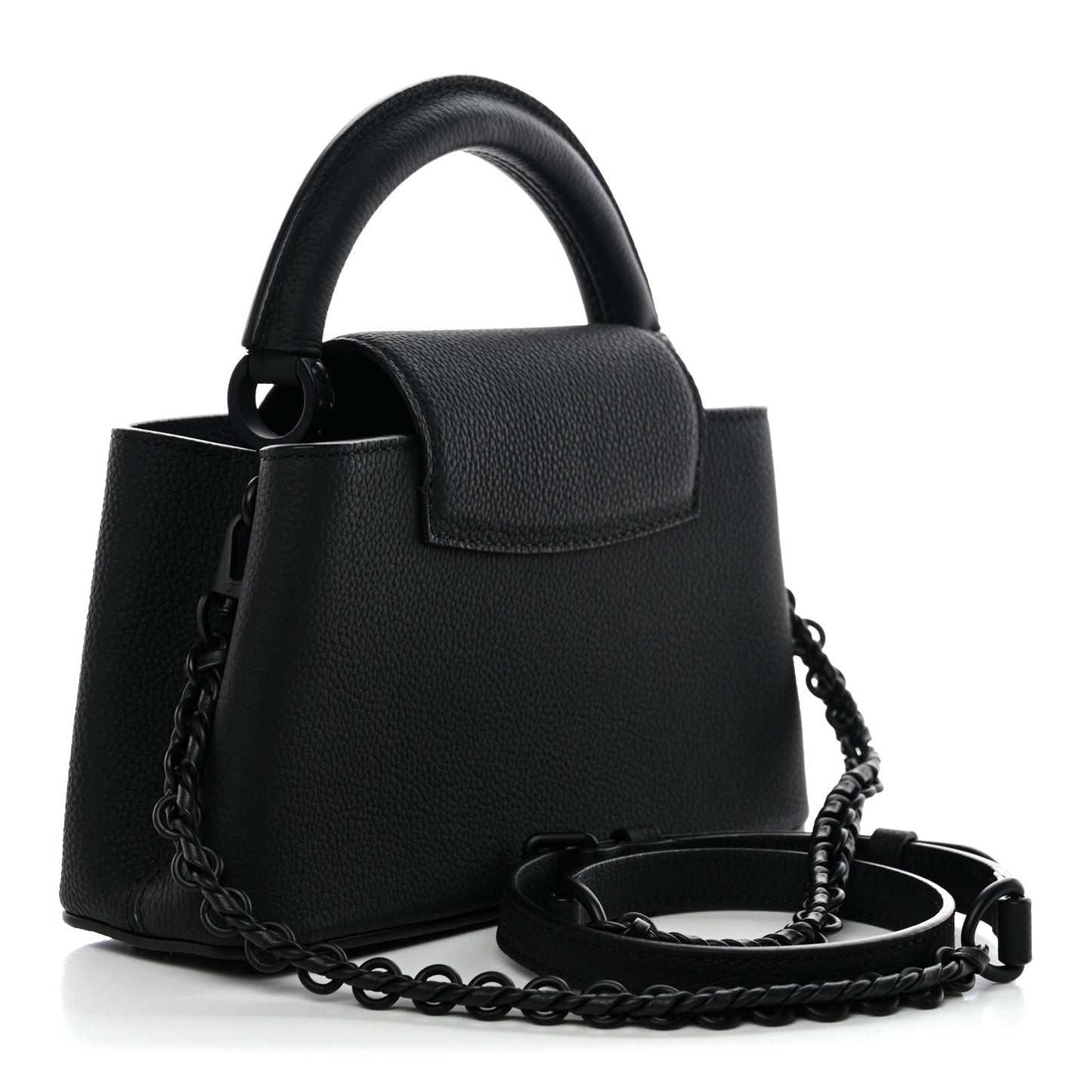 Matte Taurillon Capucines East West Mini All Black