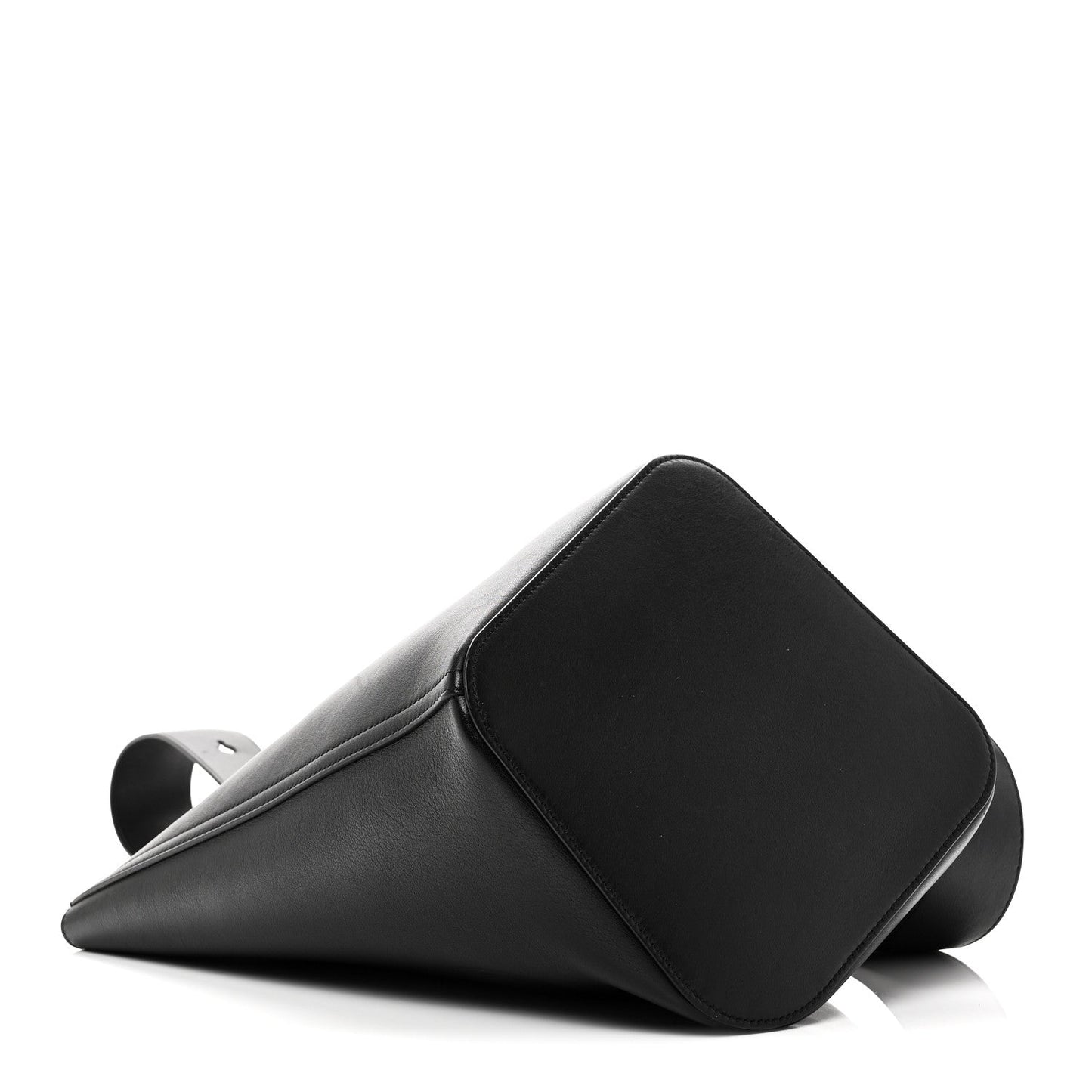 Smooth Calfskin Medium Pebble Bucket Bag Black