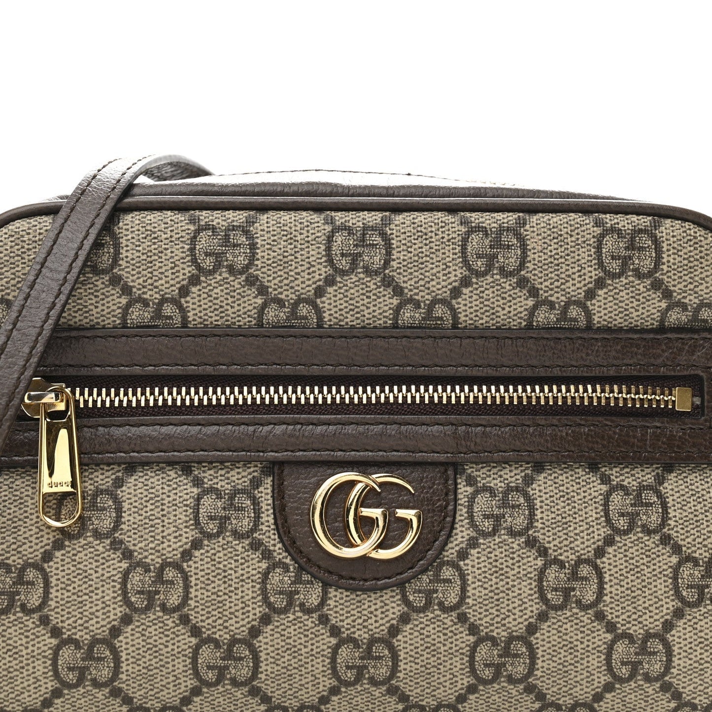 GG Supreme Monogram Textured Calfskin Super Mini Ophidia Shoulder Bag Beige Ebony New Acero