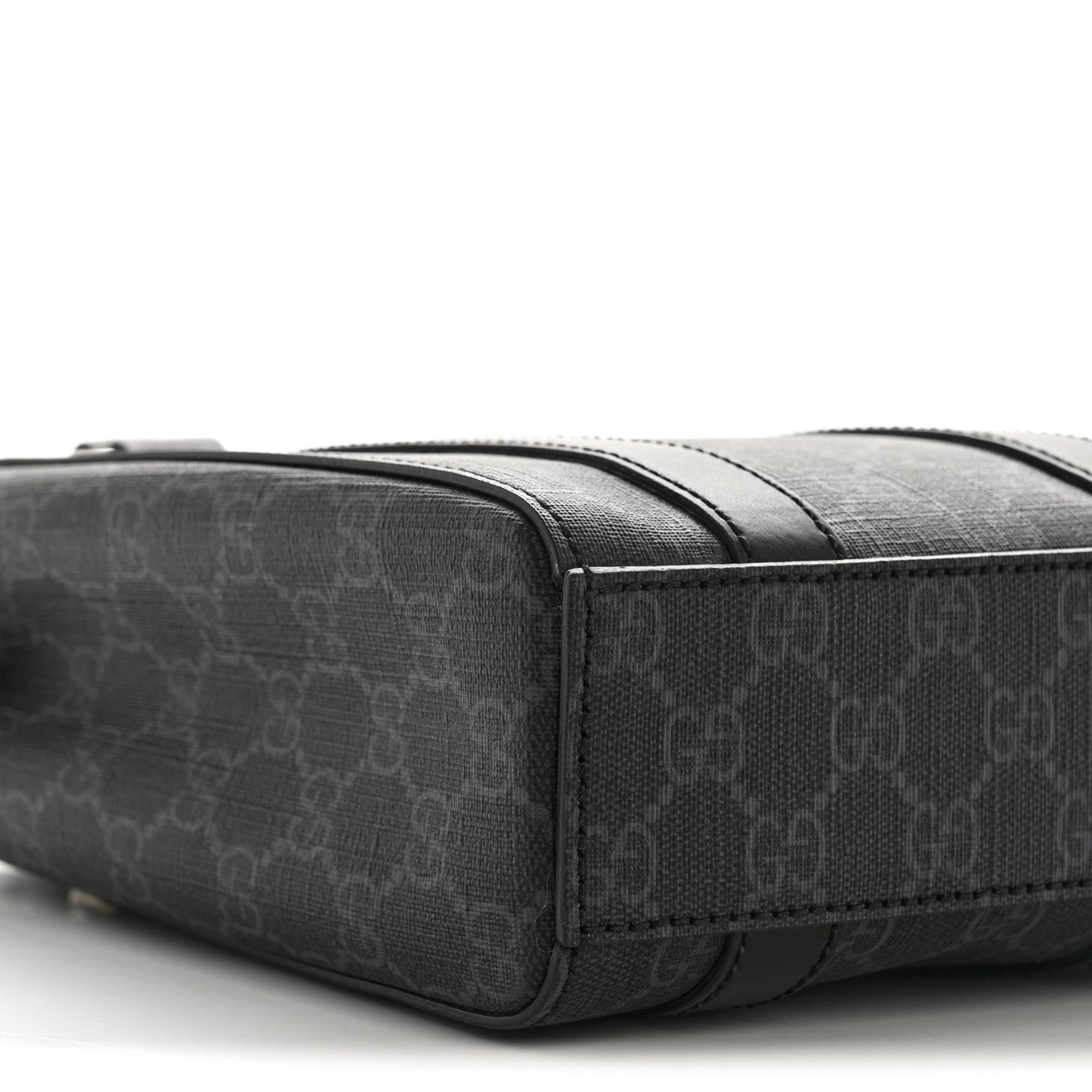 GG Supreme Monogram Appia Calfskin Web Mini Tote Bag Black