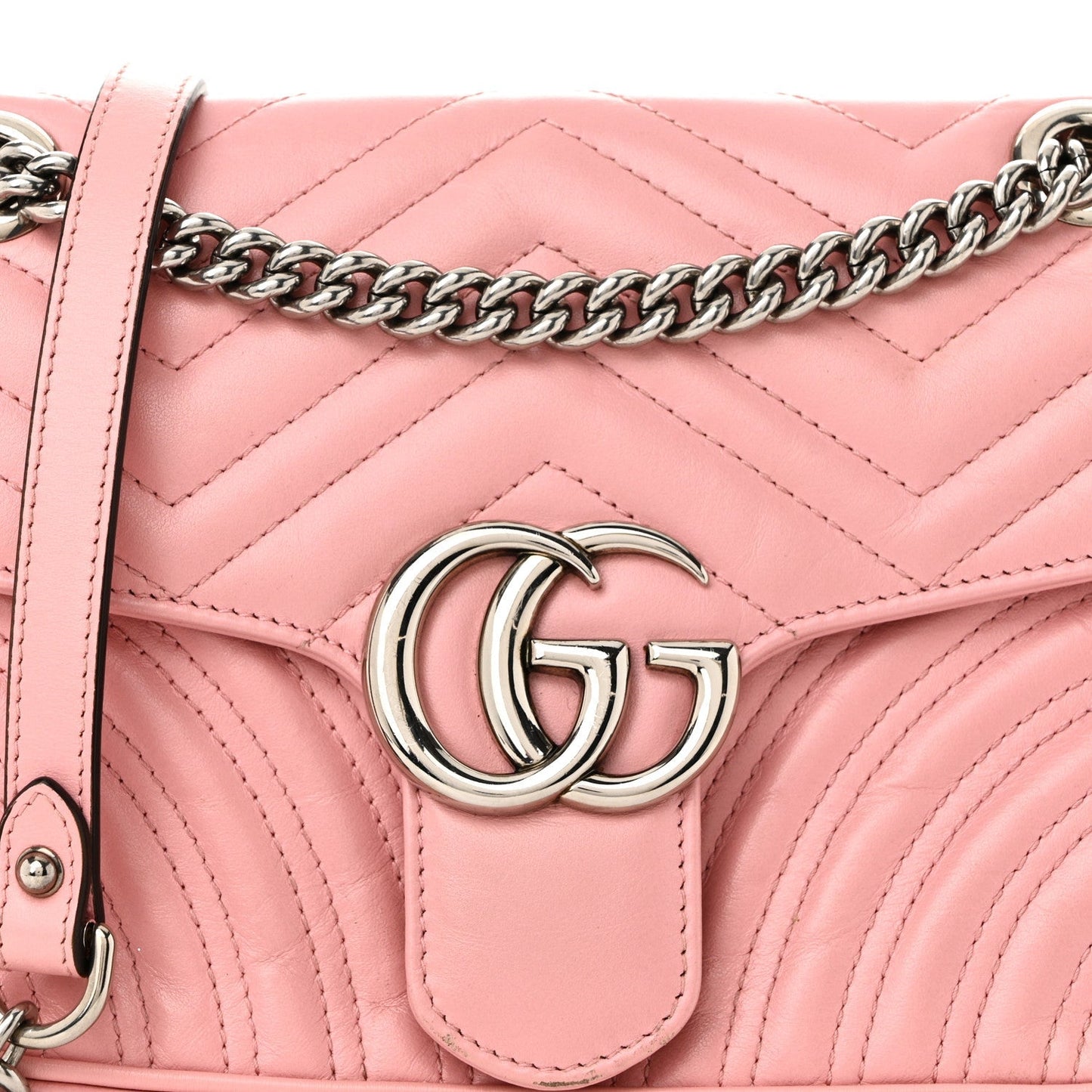 Calfskin Matelasse Small GG Marmont Shoulder Bag Wild Rose