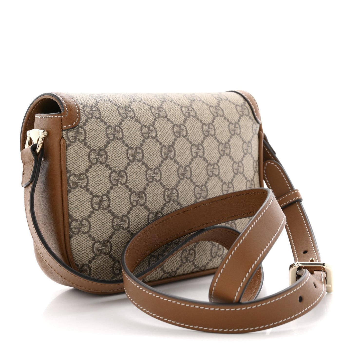 GG Supreme Monogram Duomo Lux Horsebit 1955 Soft Small Shoulder Bag Beige Ebony Sundial
