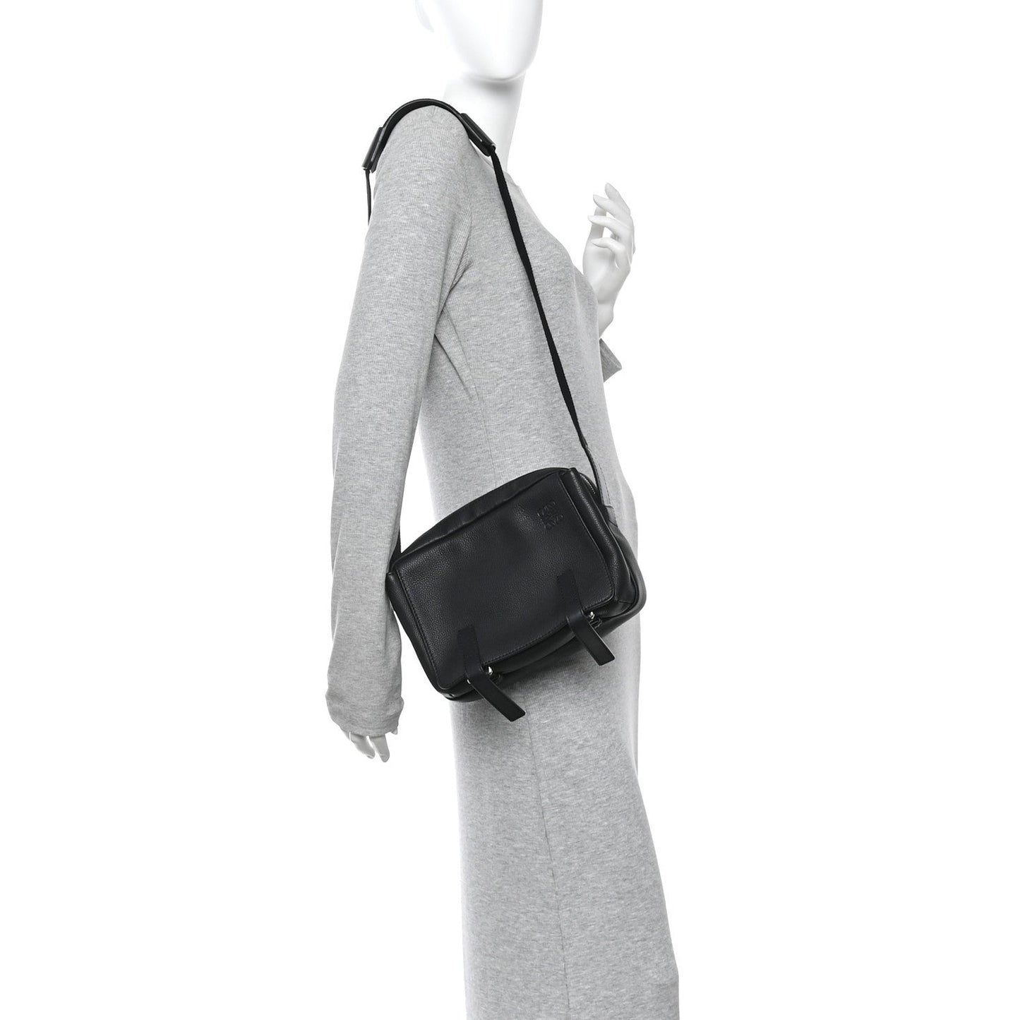 Soft Grained Calfskin XS Military Messenger Bag Black