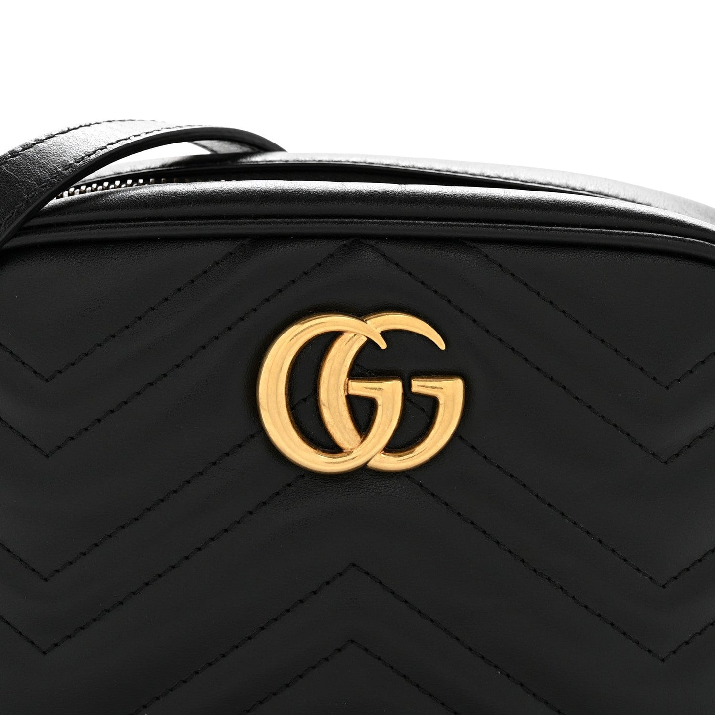 Calfskin Matelasse Mini GG Marmont Chain Shoulder Bag Black