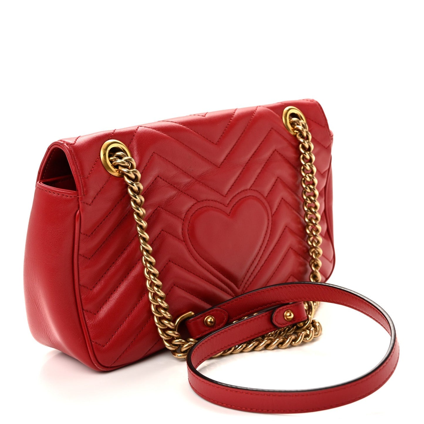 Calfskin Matelasse Small GG Marmont Shoulder Bag Hibiscus Red