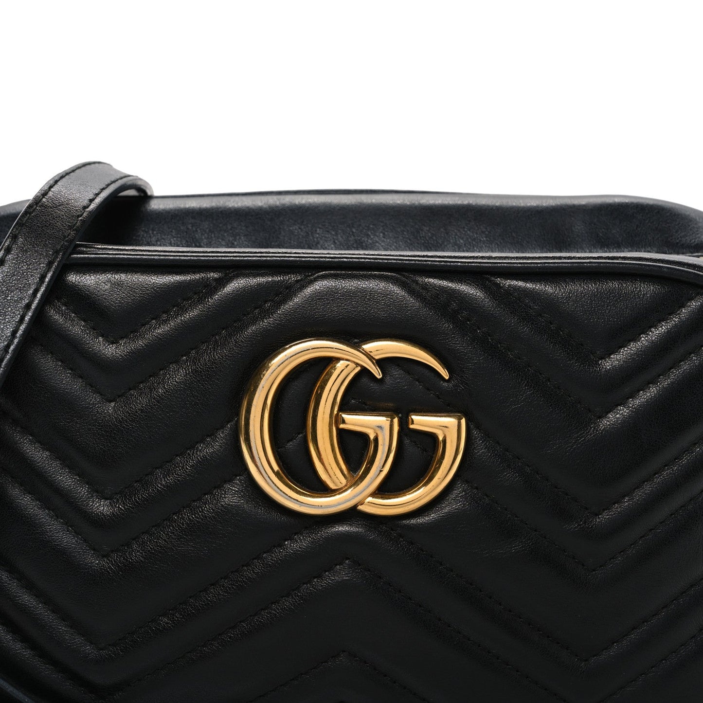 Calfskin Matelasse Small GG Marmont Chain Shoulder Bag Black