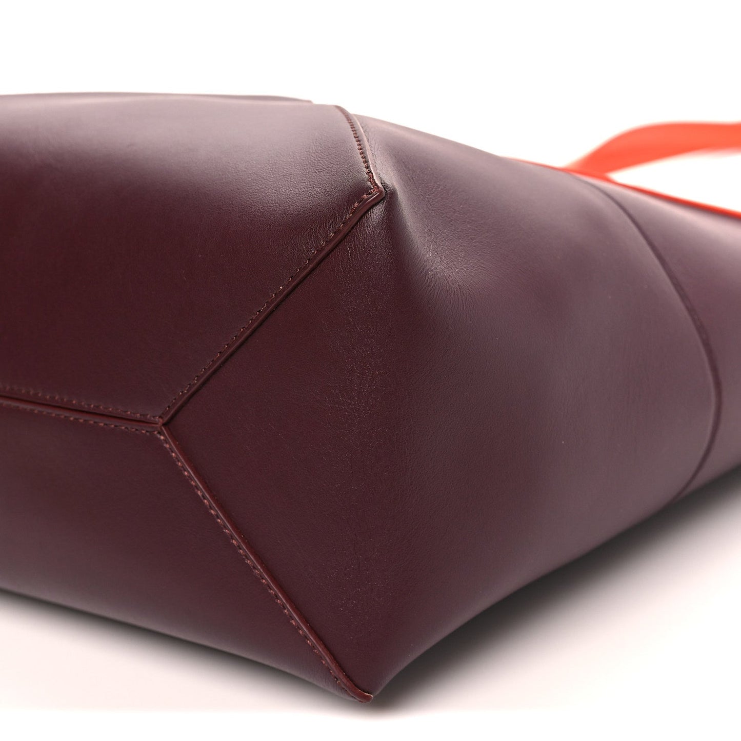 Shiny Calfskin Medium Puzzle Fold Tote Burgundy Orange