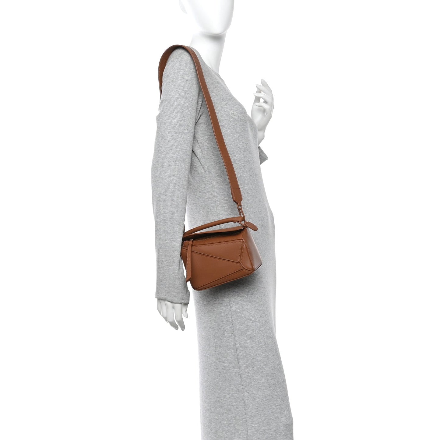 Satin Calfskin Mini Puzzle Bag Pecan