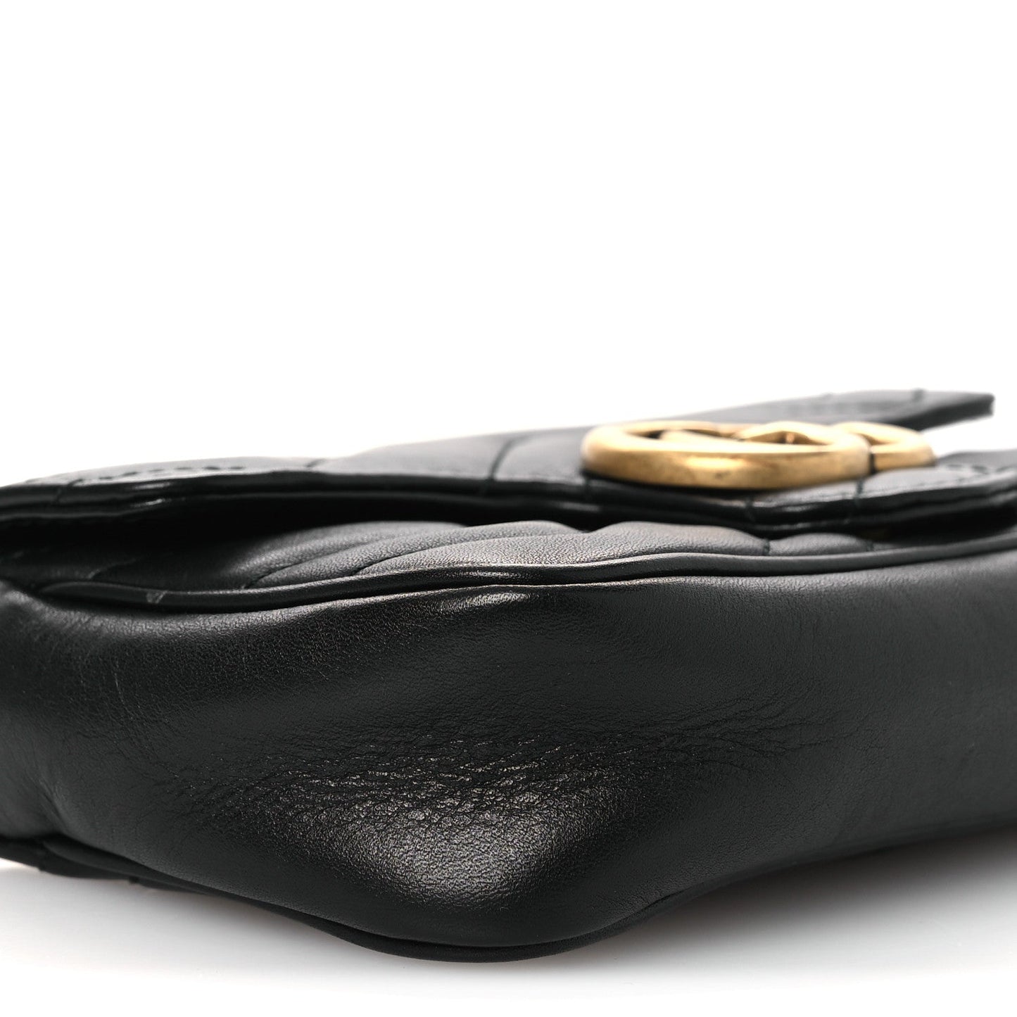 Calfskin Matelasse Super Mini GG Marmont Shoulder Bag Black