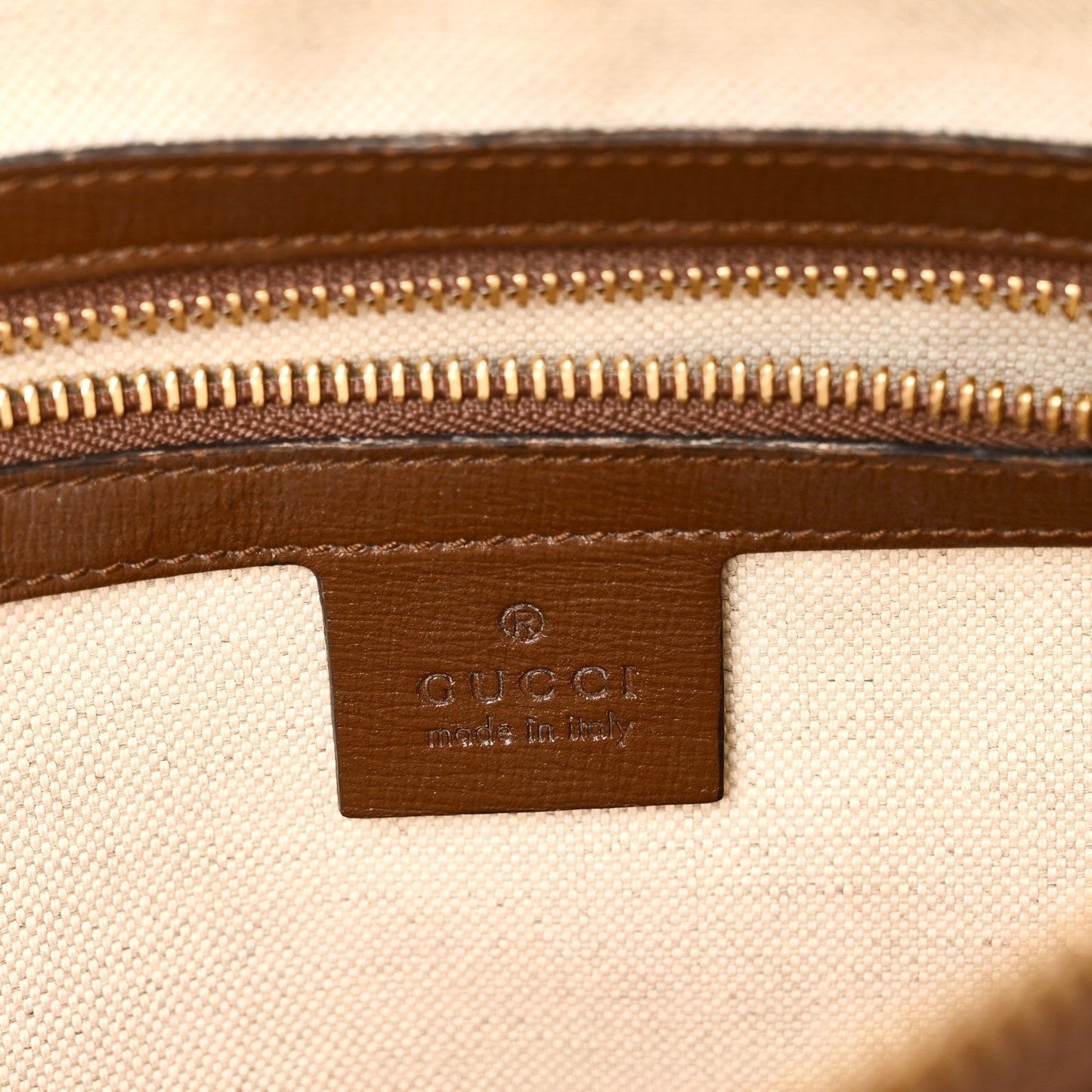 GG Supreme Monogram Azalea Calfskin Small Horsebit 1955 Top Handle Bag Beige Ebony Brown Sugar