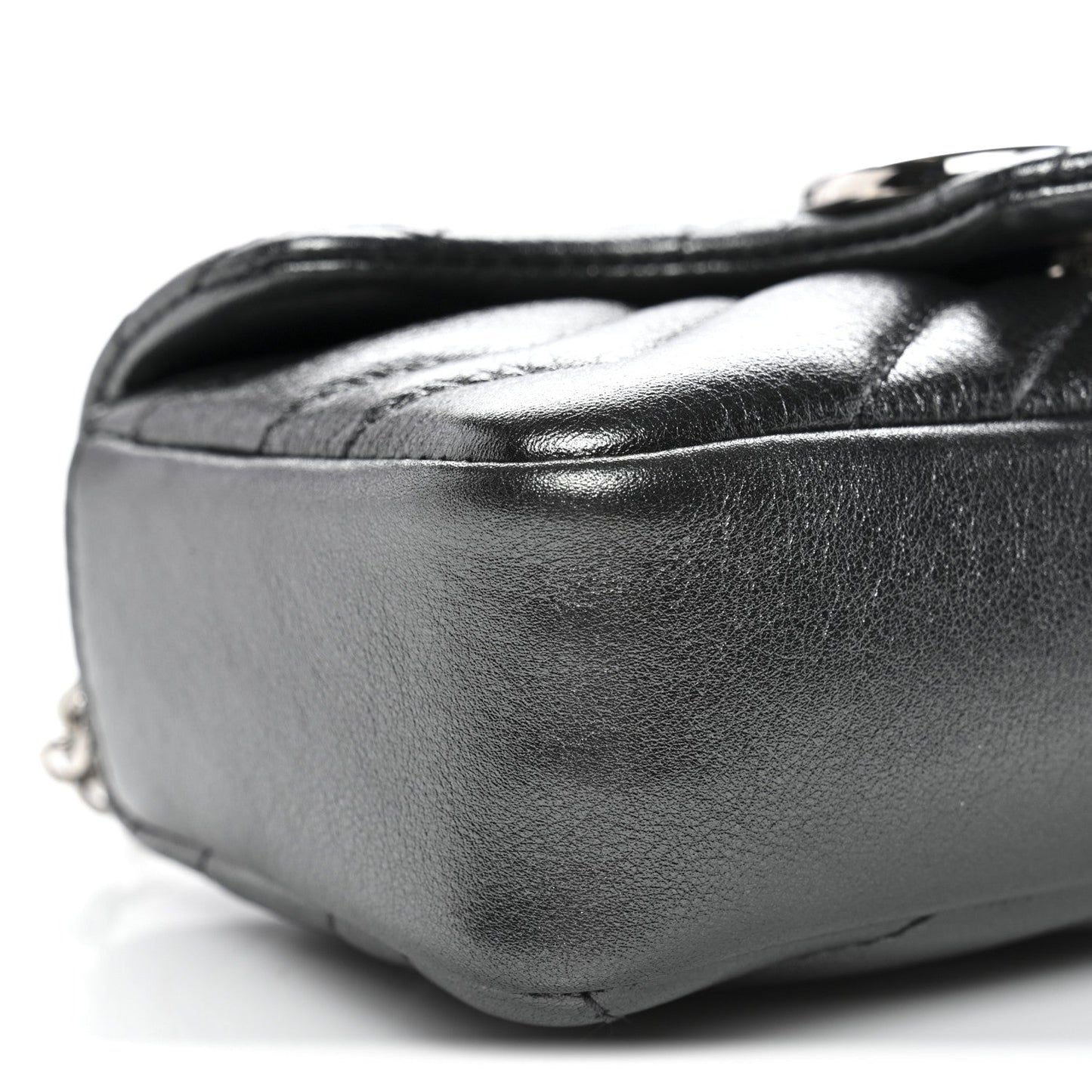 Metallic Lambskin Matelasse Mini GG Marmont Shoulder Bag Piombo