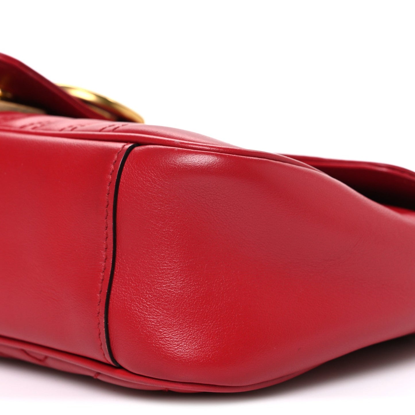 Calfskin Matelasse Small GG Marmont Shoulder Bag Hibiscus Red