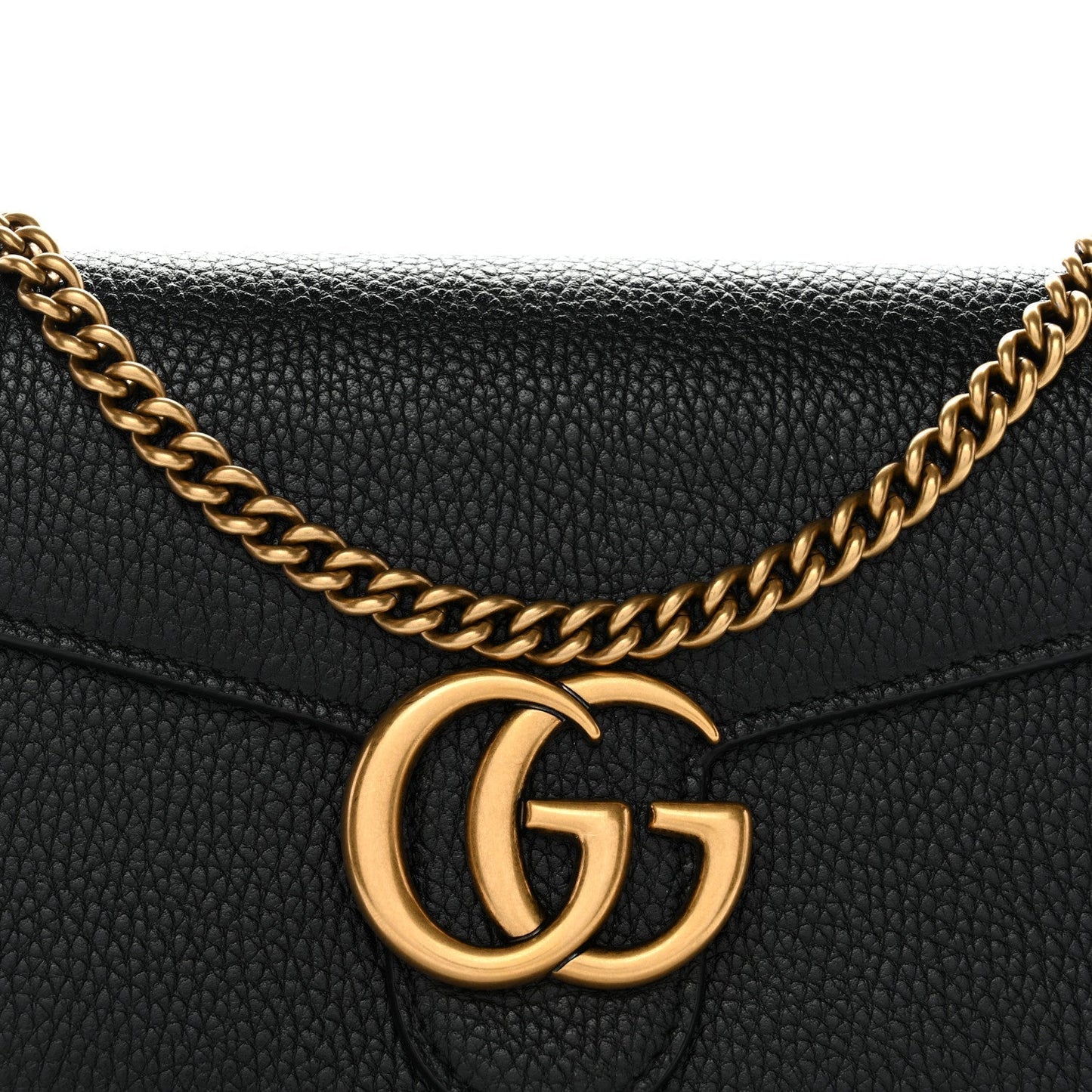Calfskin GG Marmont Chain Wallet Black