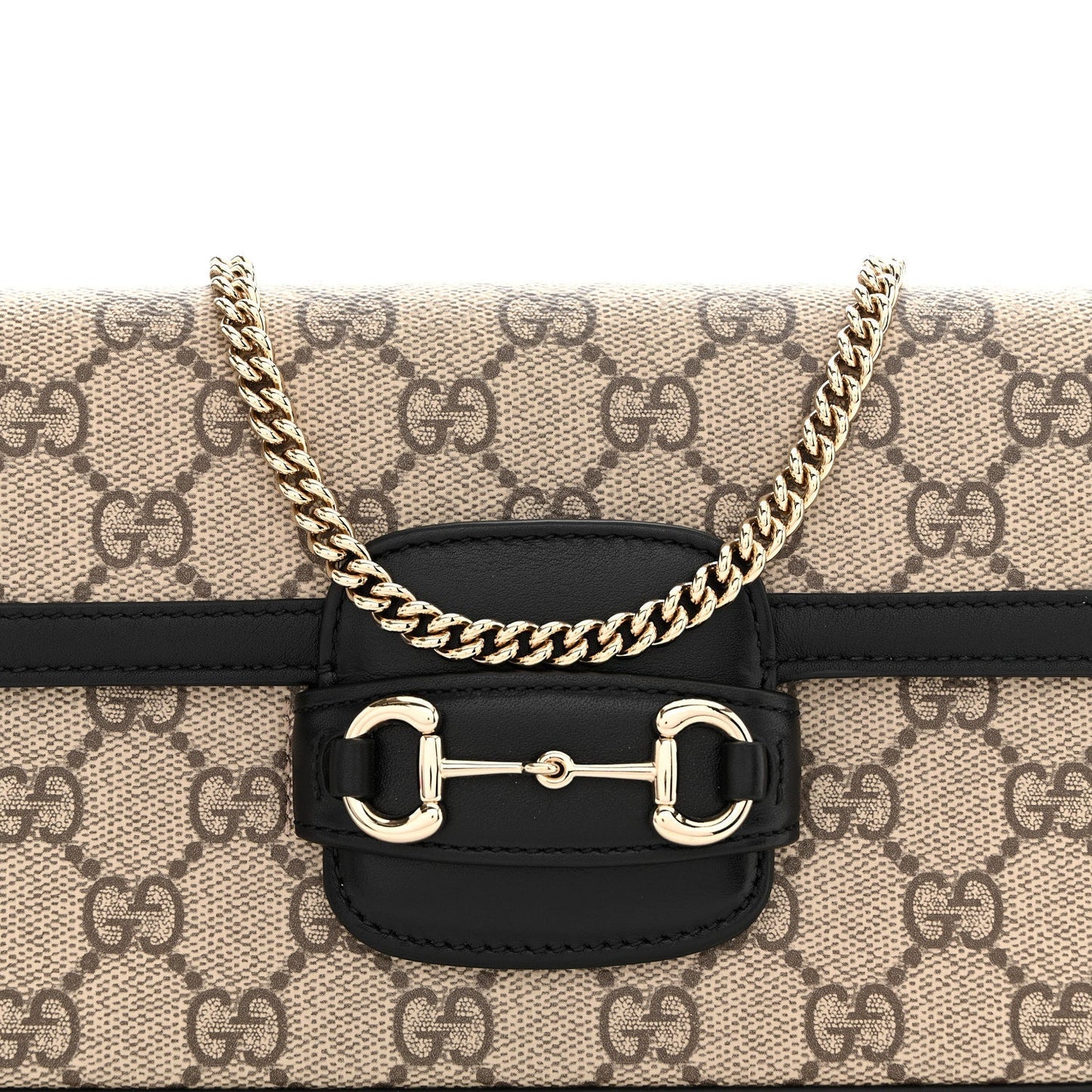 GG Supreme Monogram Azalea Calfskin Horsebit 1955 Mini Bag Beige Black