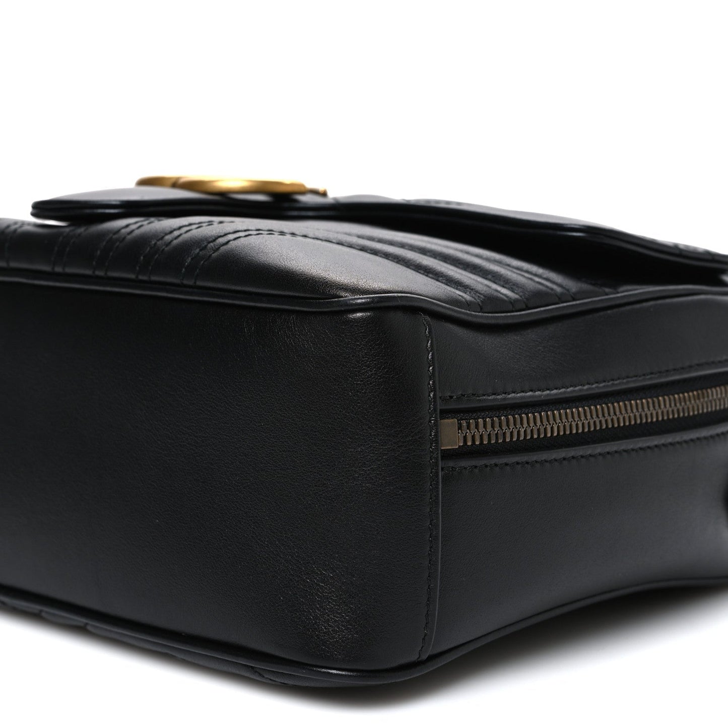 Calfskin Matelasse Sylvie Web Small GG Marmont Top Handle Shoulder Bag Black