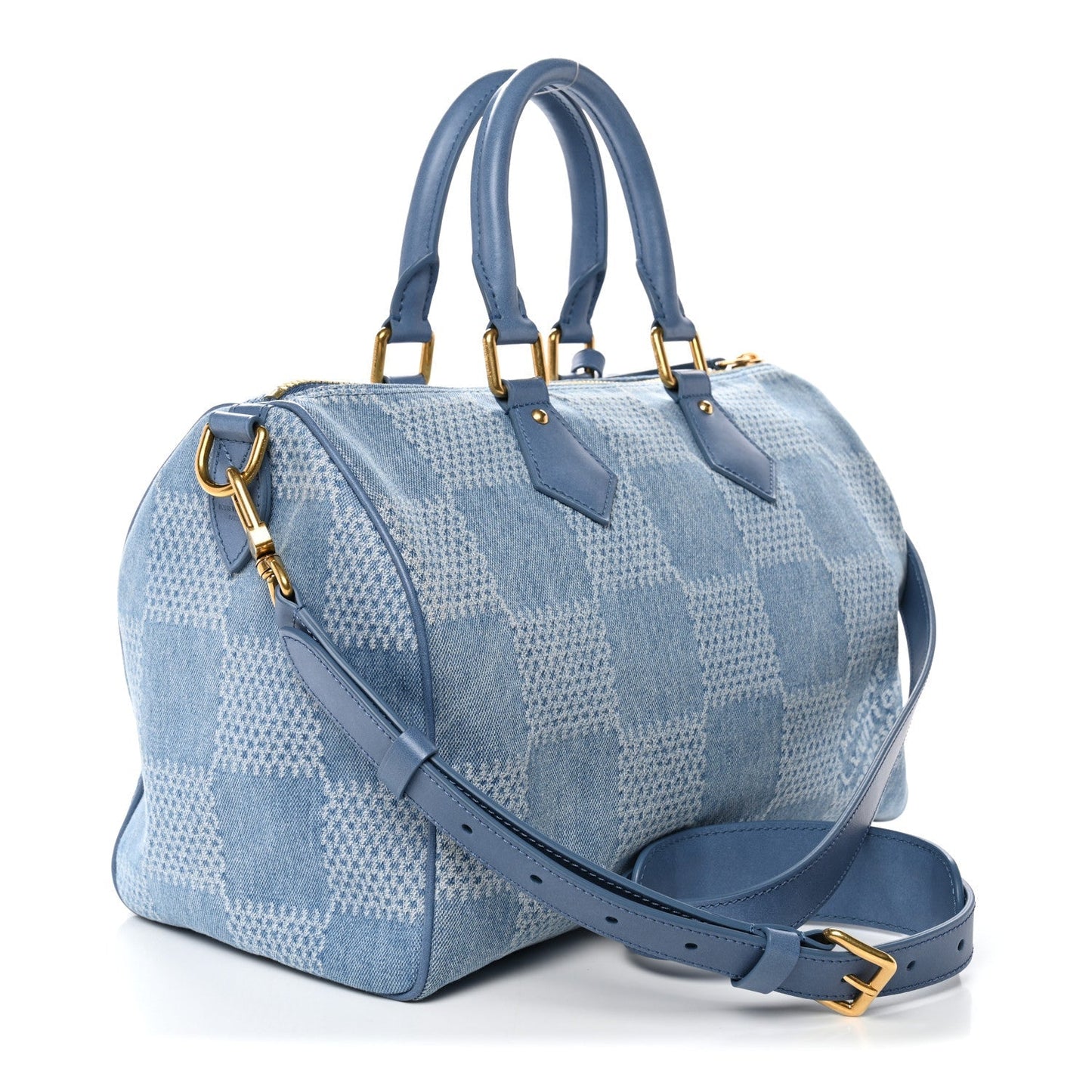 Damier Denim 3D Speedy Bandouliere 30 Denim Blue