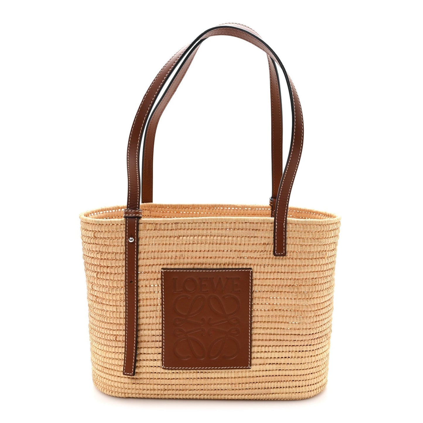 Raffia Small Square Basket Tote Bag Natural Tan