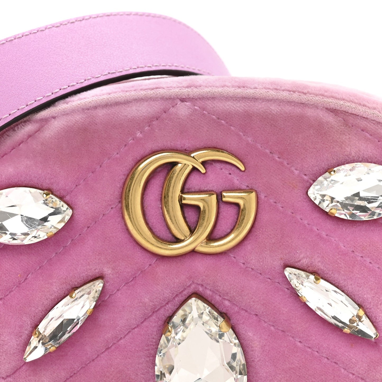 Velvet Matelasse Marquise Crystals GG Marmont Belt Bag 85 34 Malva