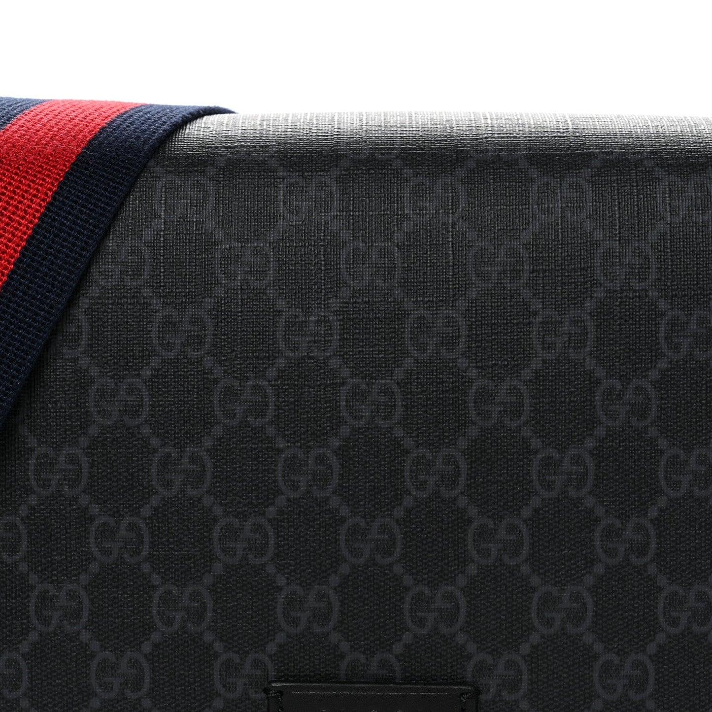GG Supreme Monogram Appia Calfskin Web Crossbody Bag Black Grey