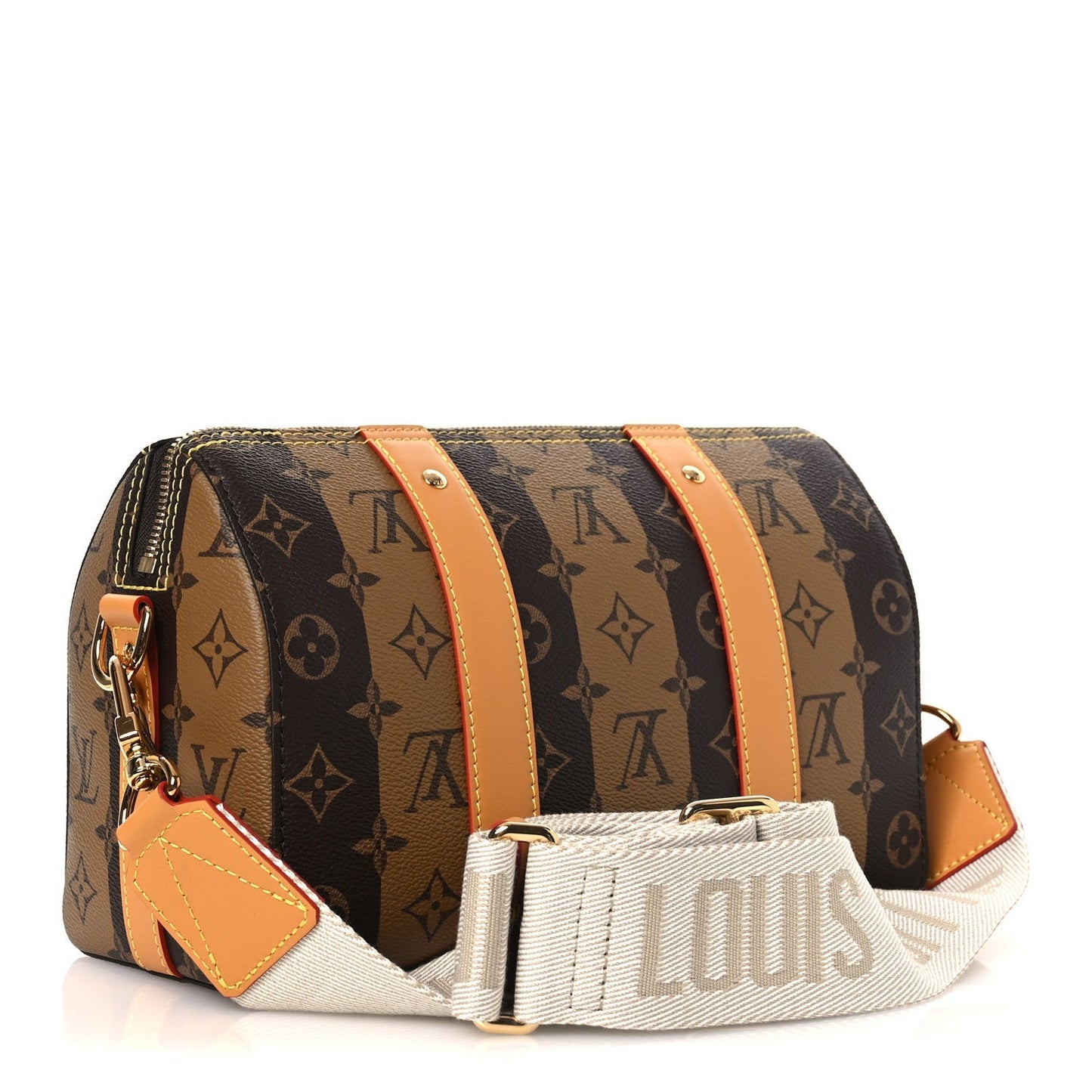 X NIGO Reverse Monogram Stripes City Keepall Bandouliere Brown