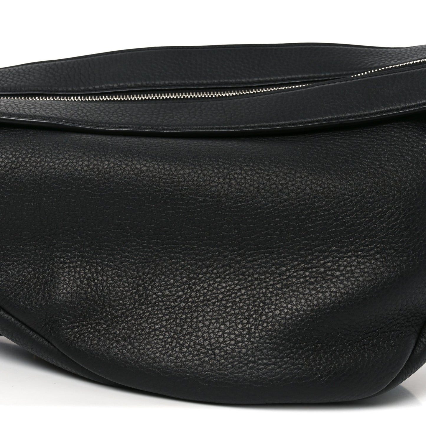 Grained Calfskin Large Slouchy Banana Bag Black