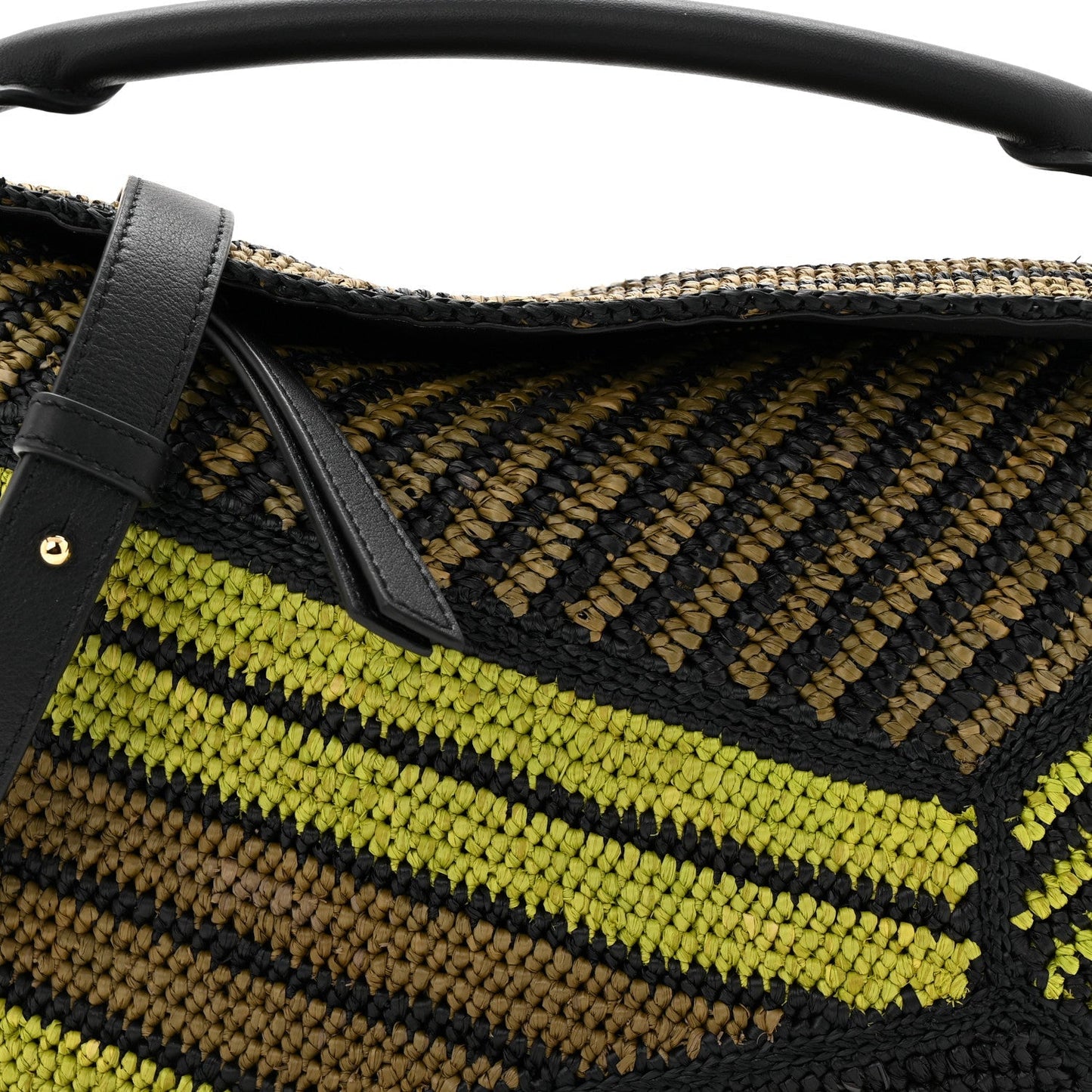 Raffia Calfskin Small Puzzle Bag Anise Olive