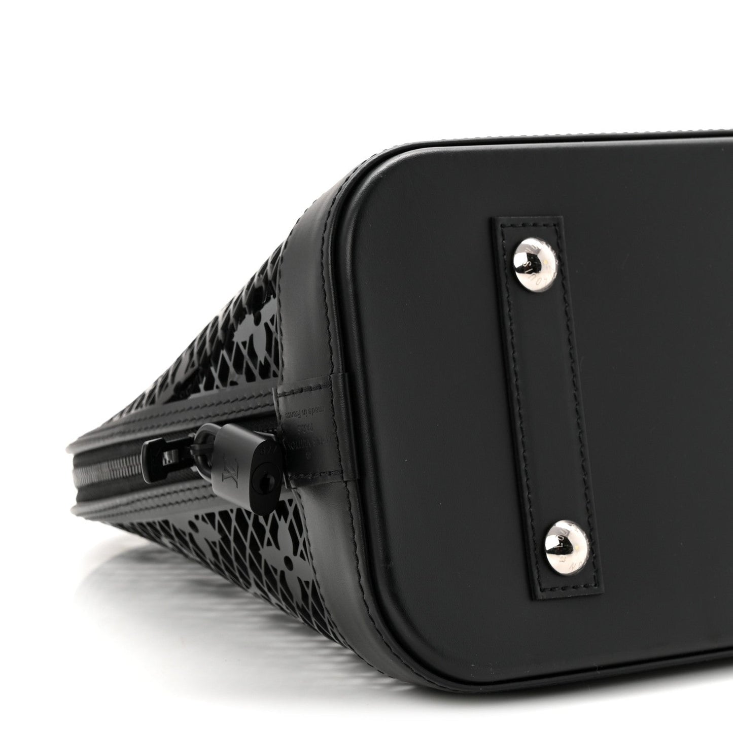 Patent Calfskin Laced Monogram Alma PM Black