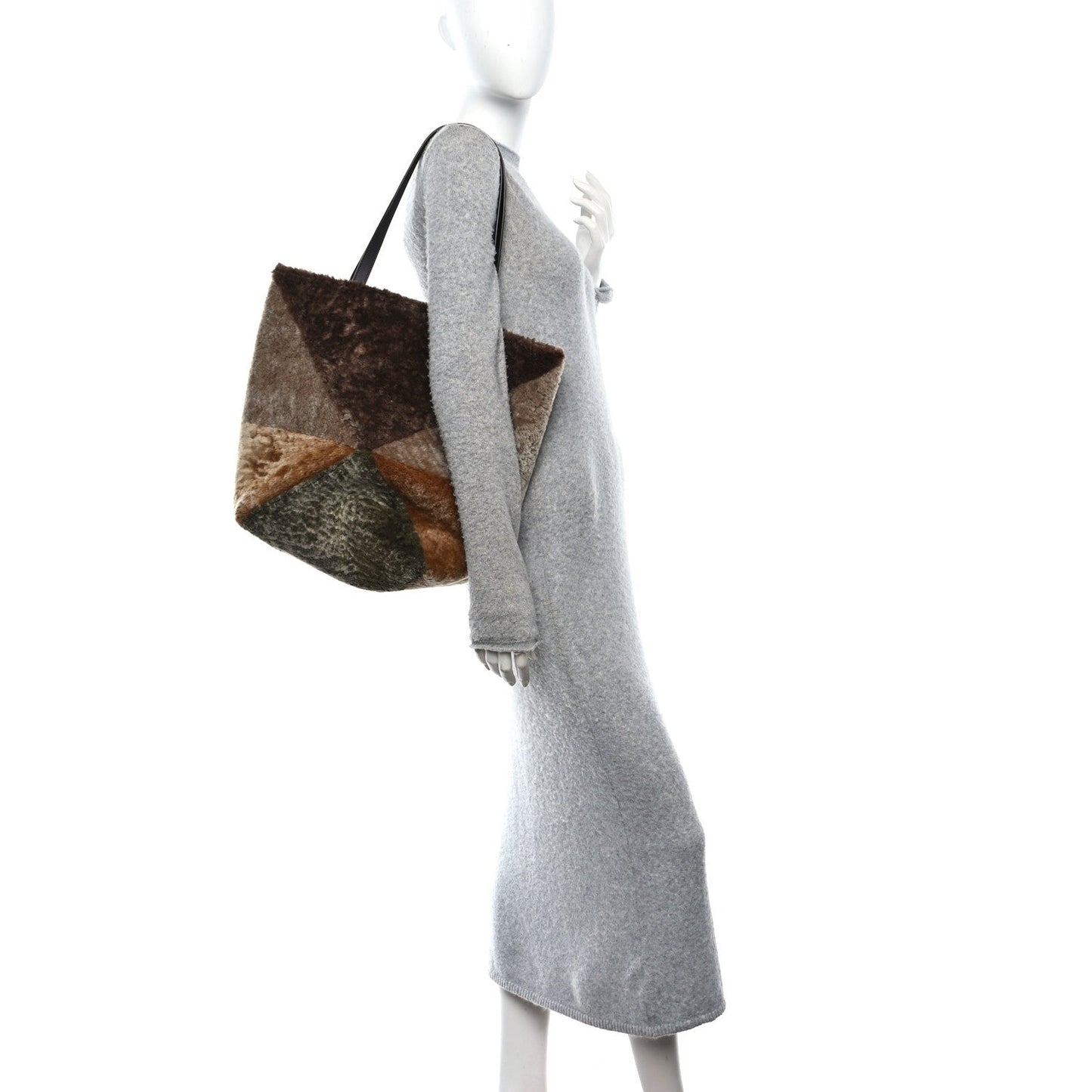 Shearling Large Puzzle Fold Tote Multicolor