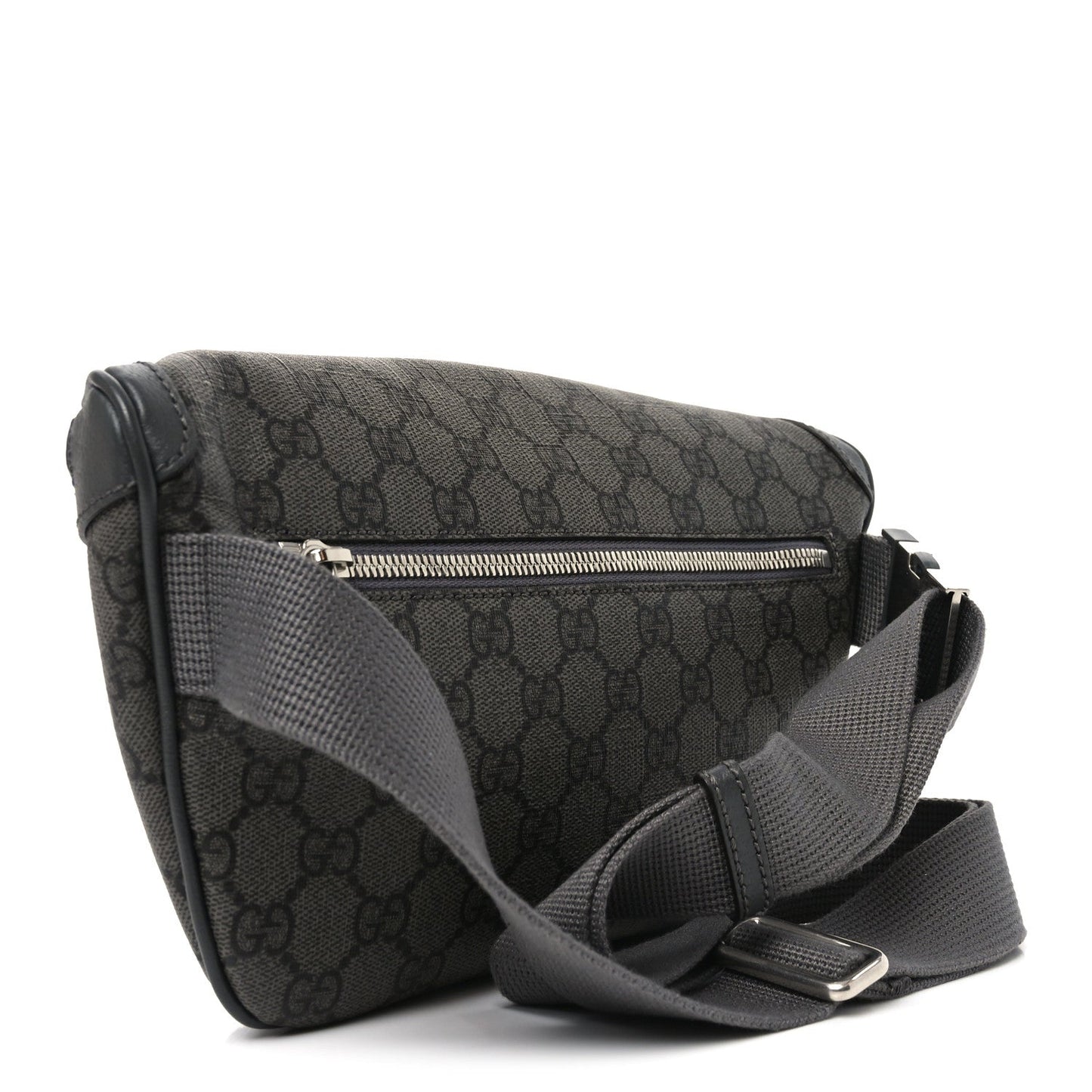 GG Supreme Monogram Textured Dollar Calfskin Ophidia Belt Bag Grey Black Graphite Grey