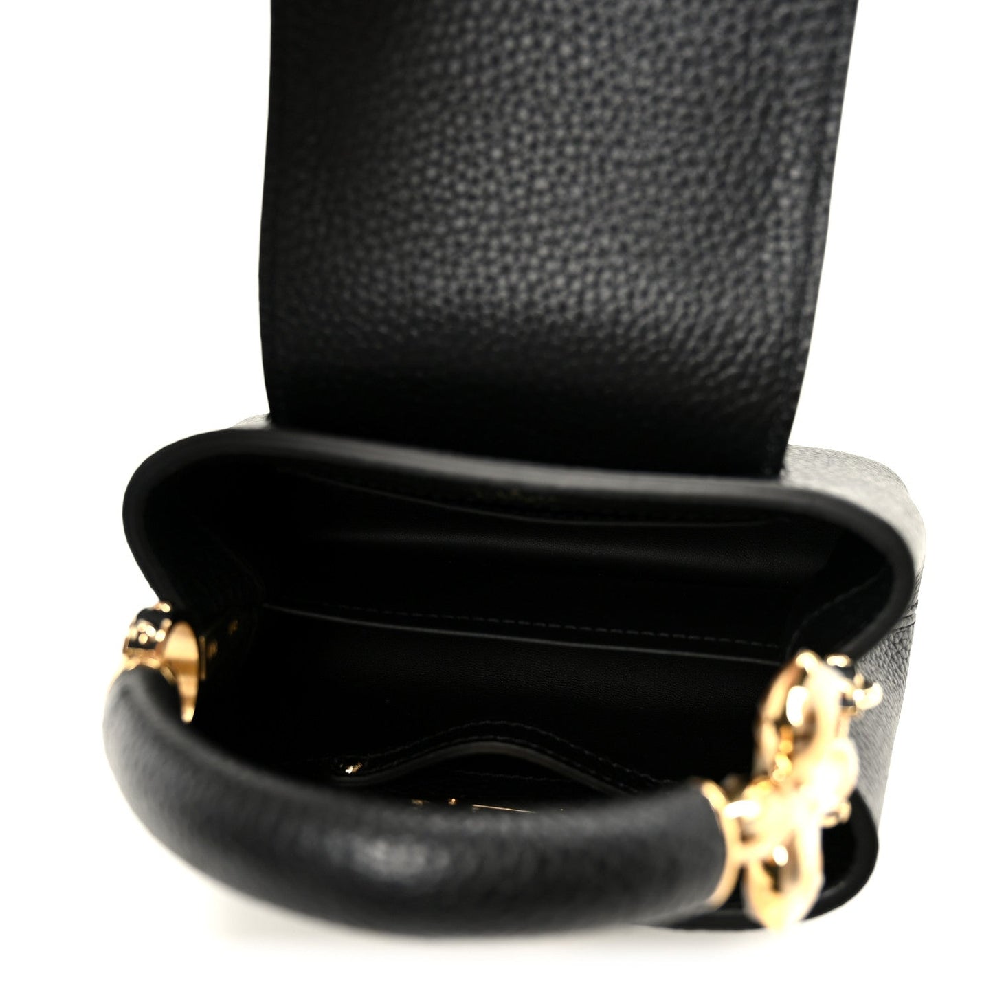 Taurillon Embellished Flower Handle Capucines Mini Black