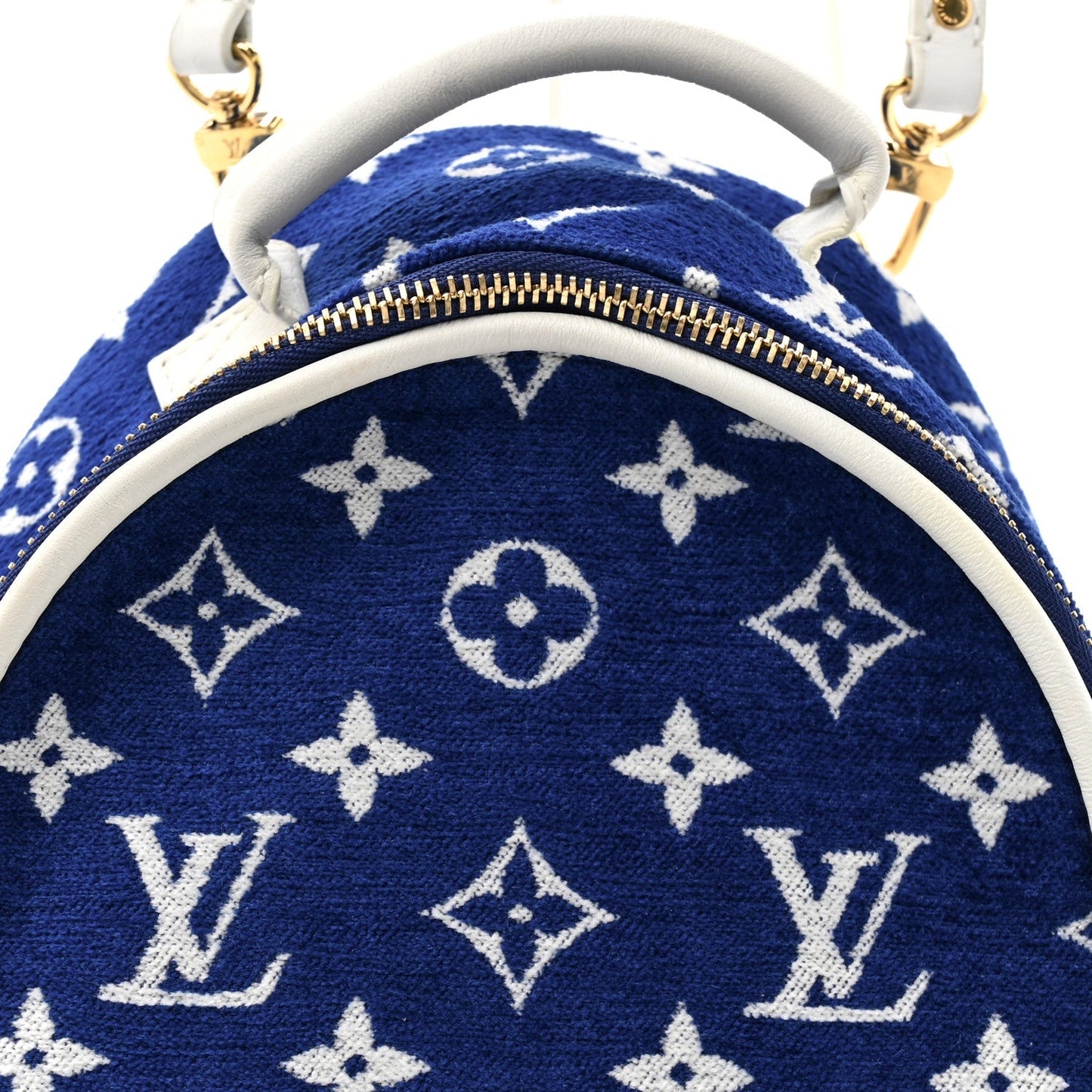 Jacquard Velvet Monogram Palm Springs Backpack Mini Blue