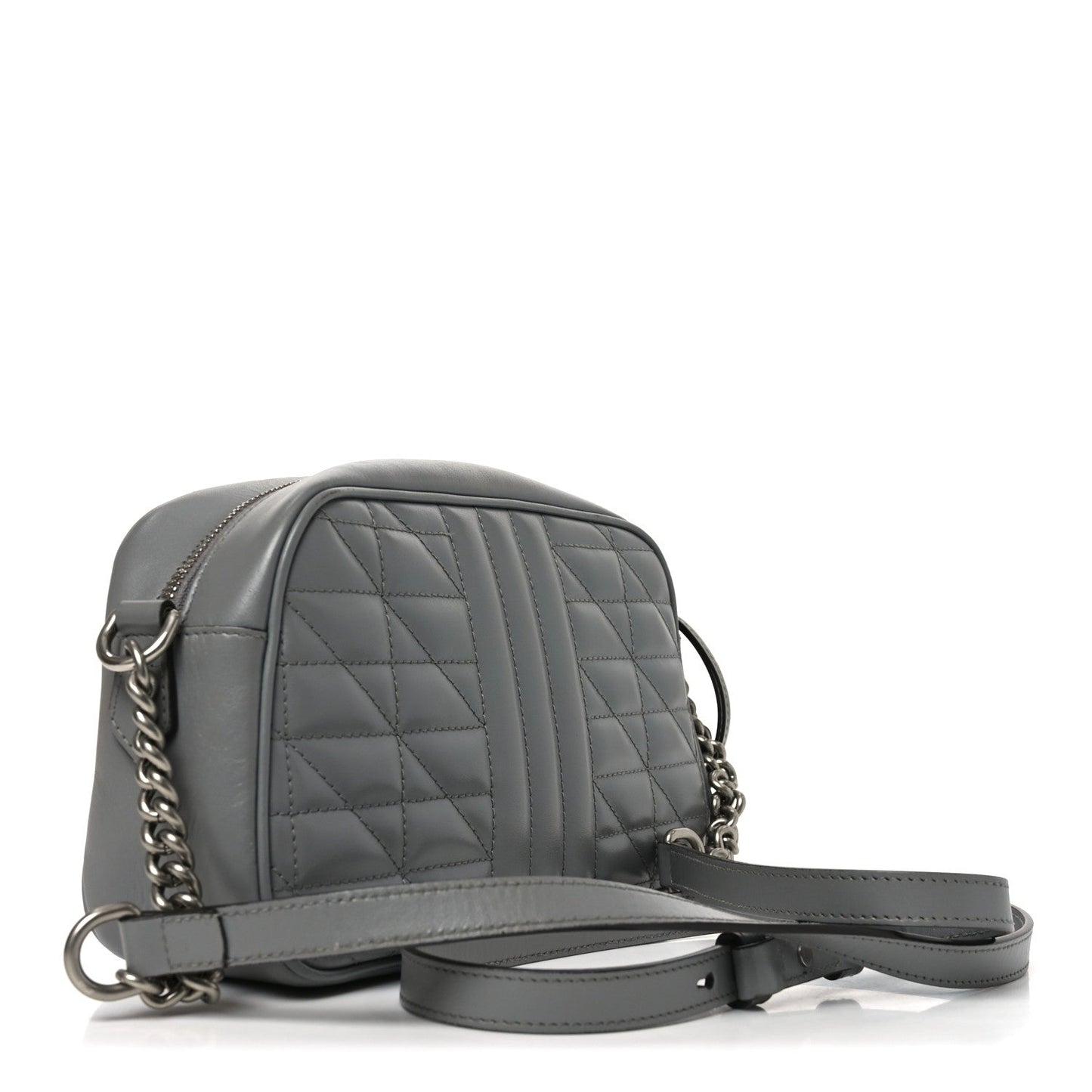 Calfskin Matelasse Aria Small GG Marmont Chain Shoulder Bag Deep Grey
