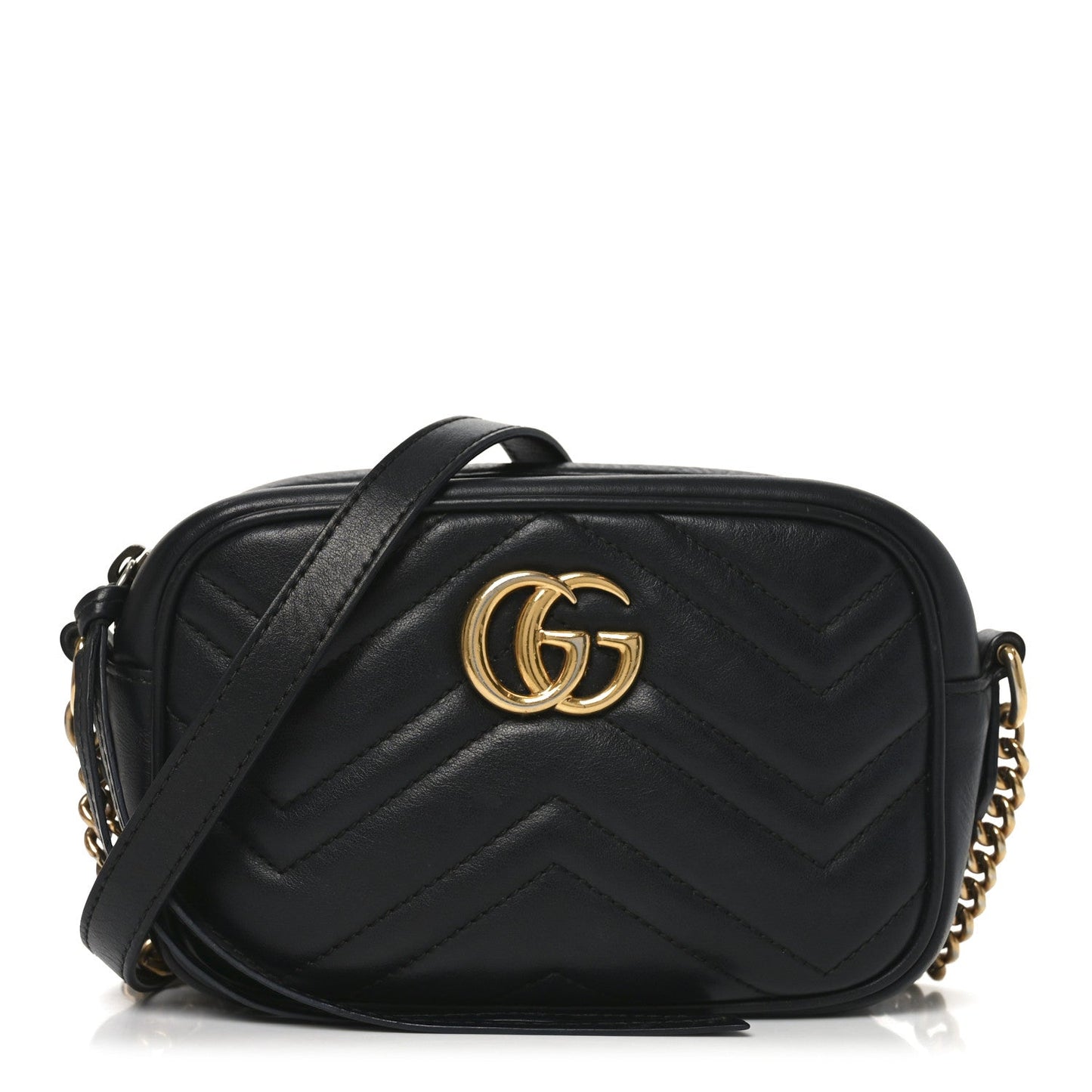 Calfskin Matelasse Mini GG Marmont Chain Shoulder Bag Black