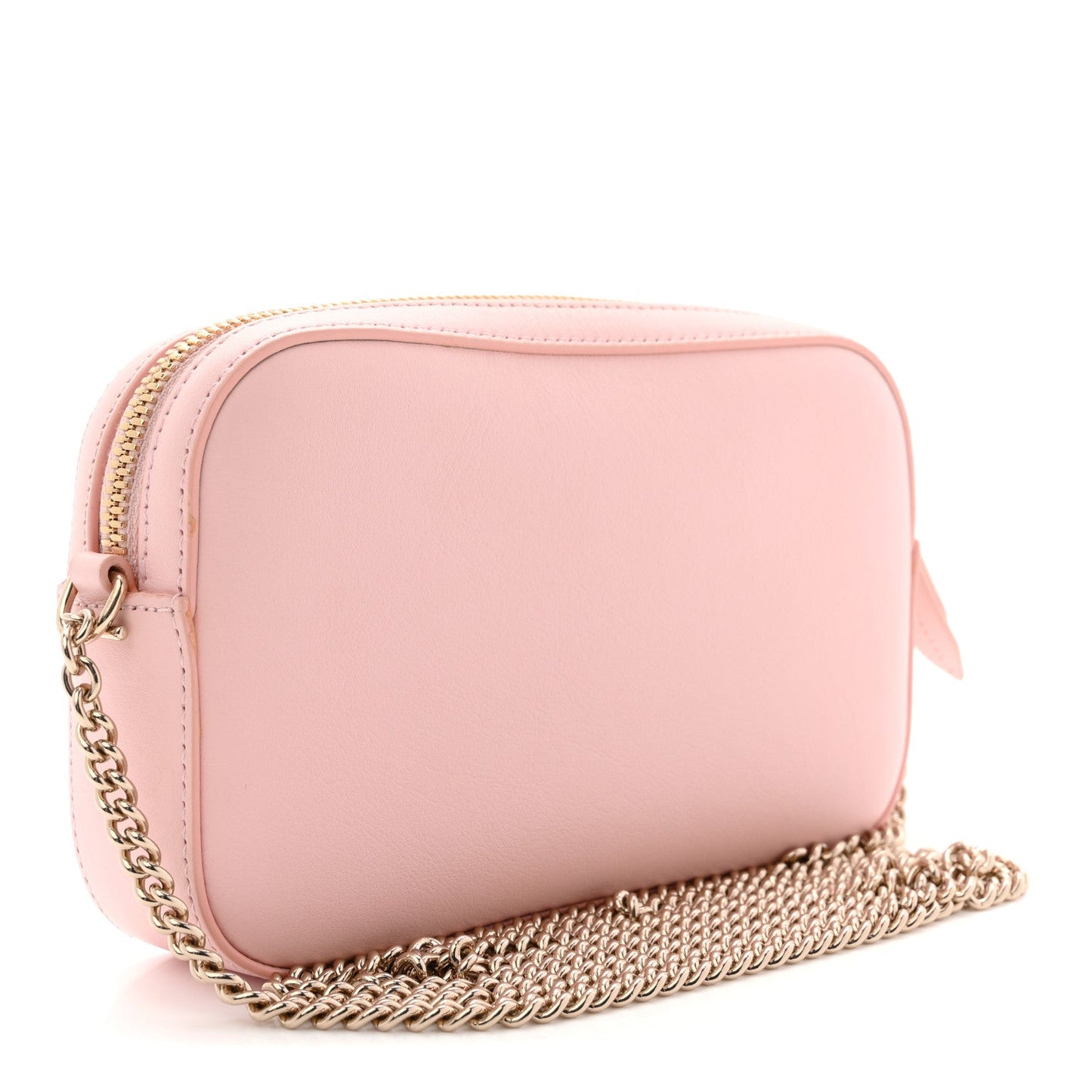 Dollar Calfskin Enamel Super Mini GG Marmont Chain Shoulder Bag Light Pink Blue