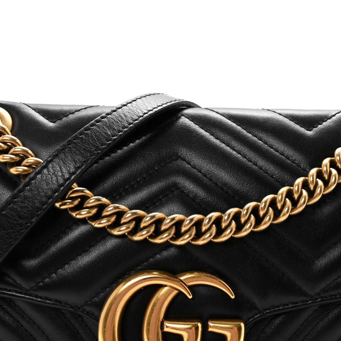 Calfskin Matelasse Small GG Marmont Shoulder Bag Black