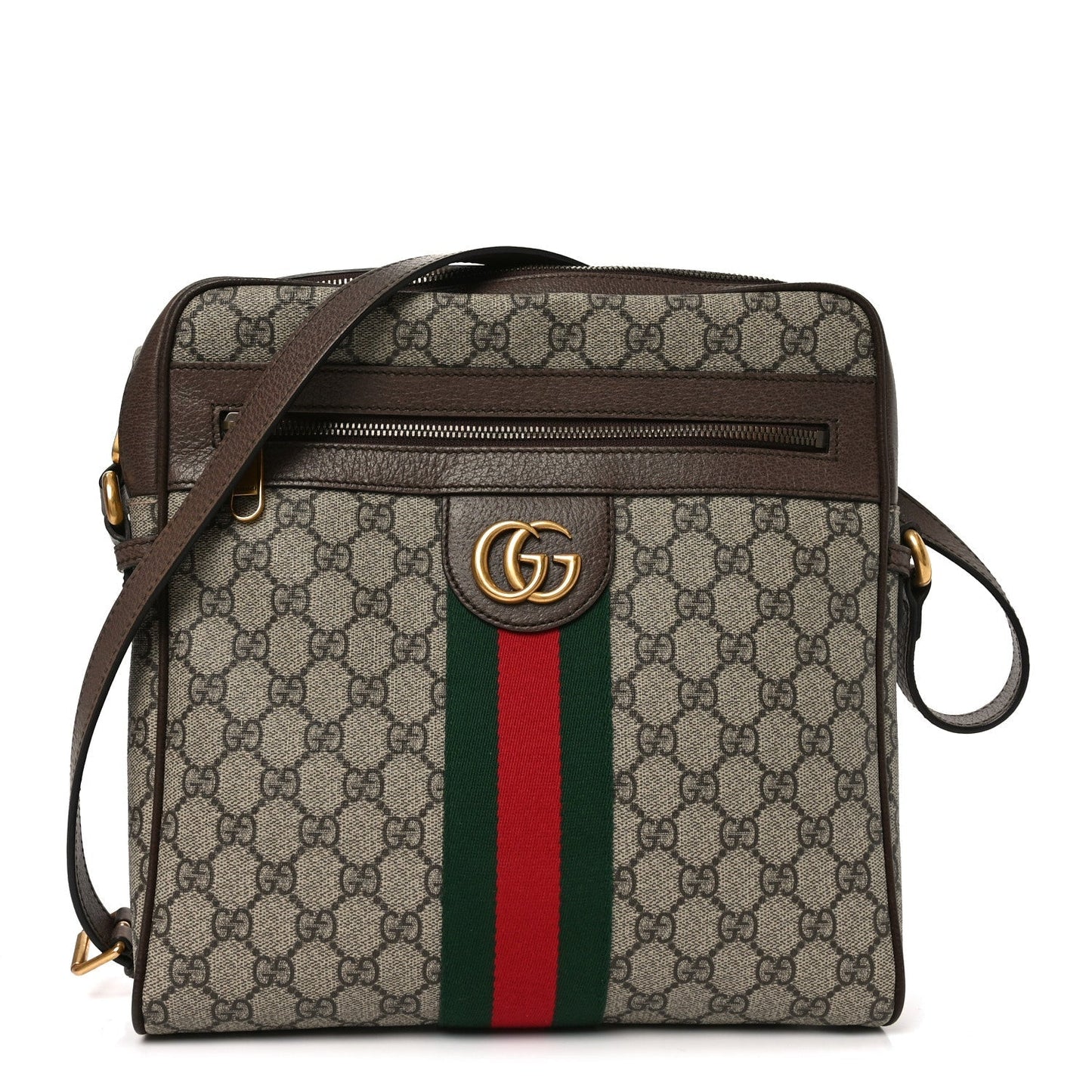 GG Supreme Monogram Web Medium Ophidia Messenger Bag Brown
