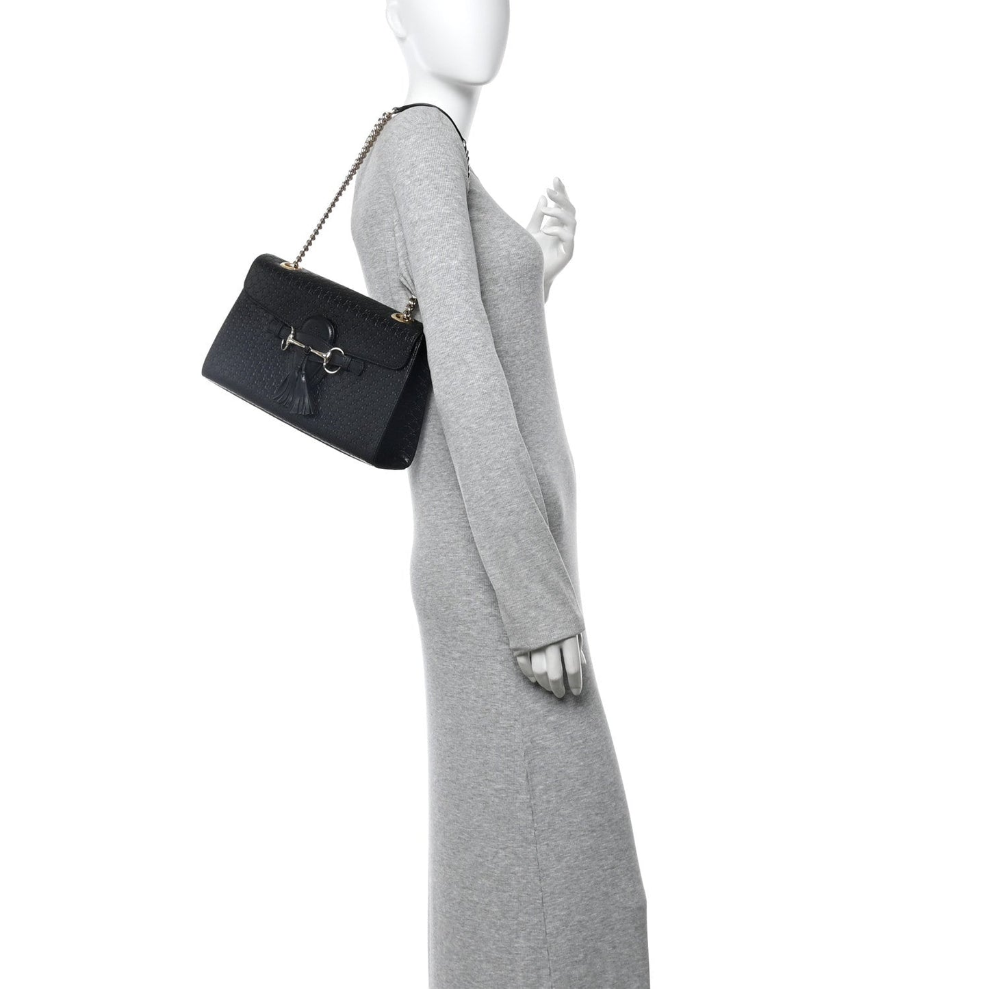 Microguccissima Medium Emily Chain Shoulder Bag Black