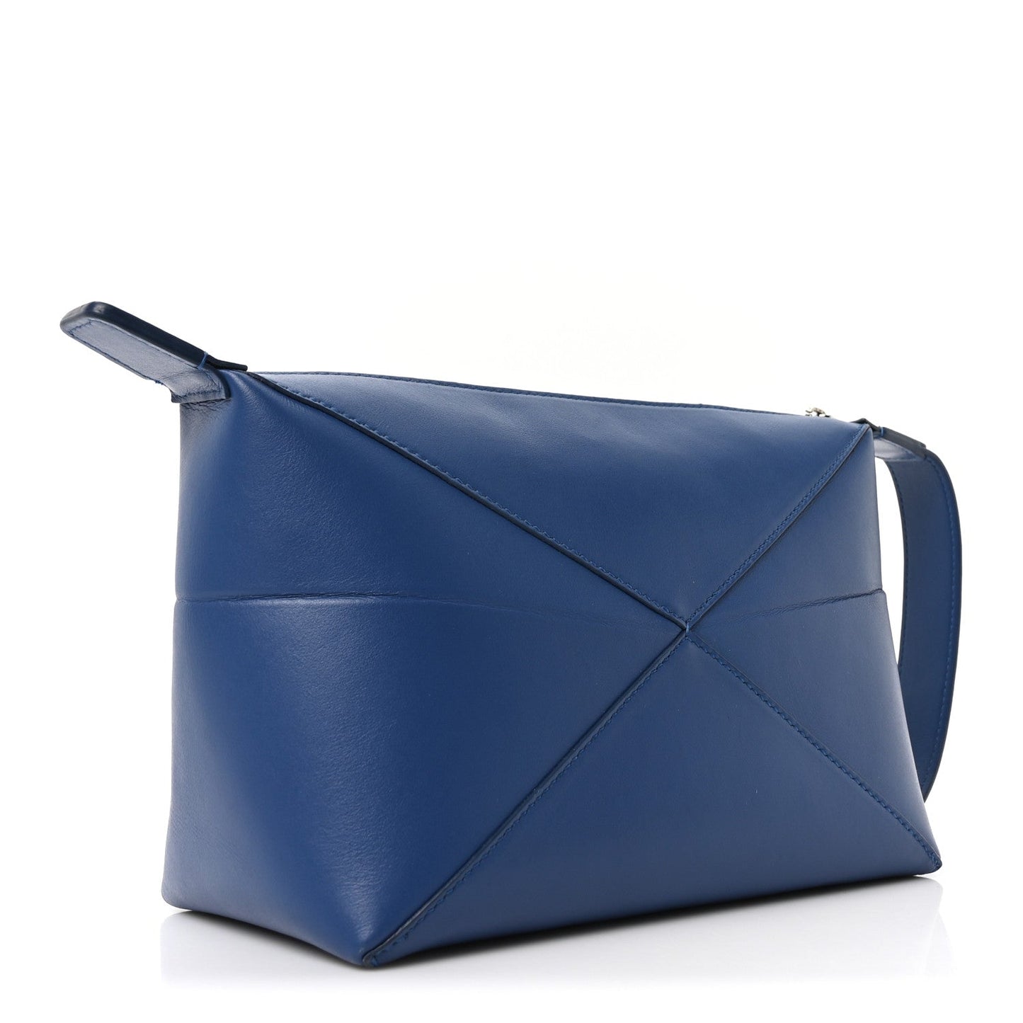 Calfskin Puzzle Fold Wash Bag Blue