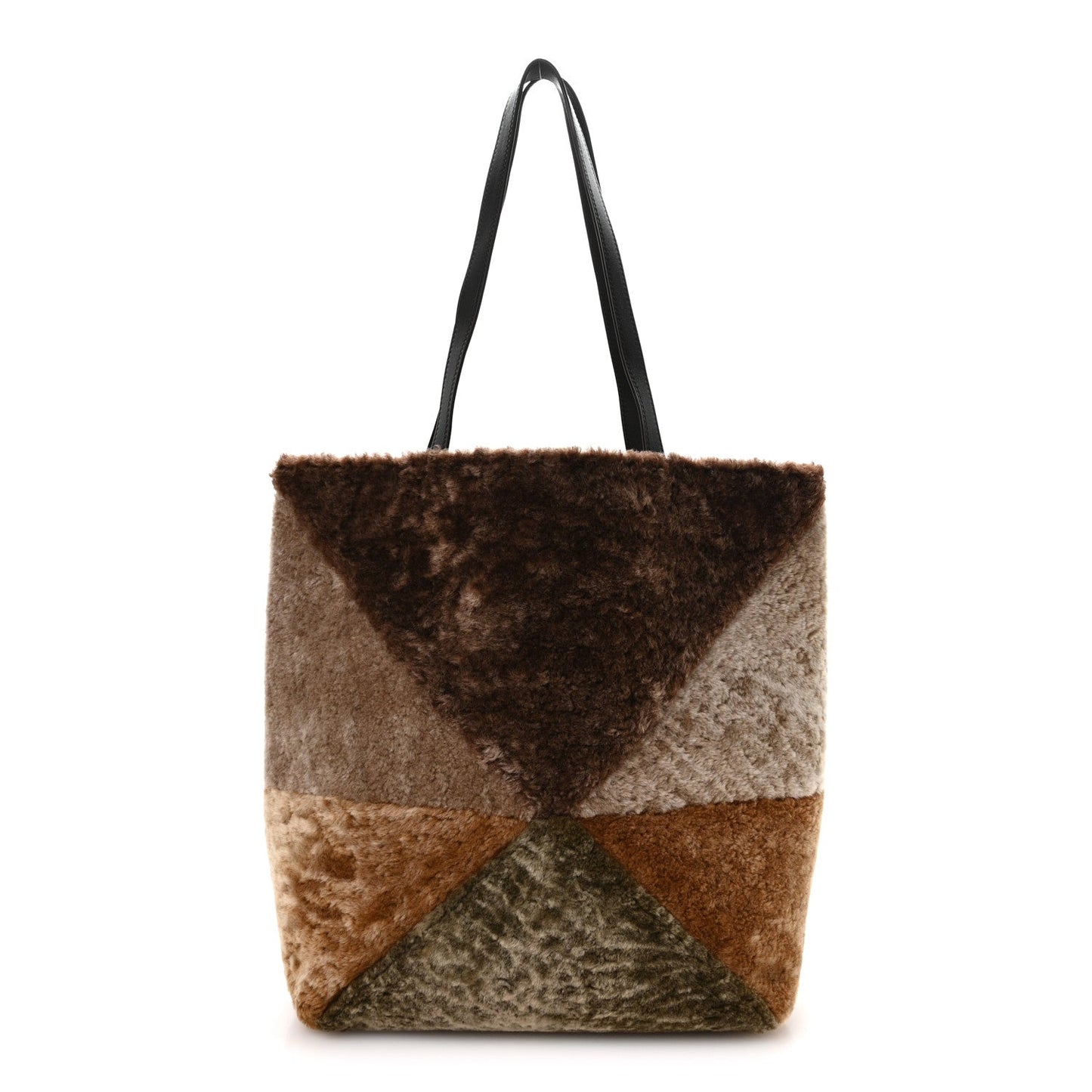 Shearling Large Puzzle Fold Tote Multicolor