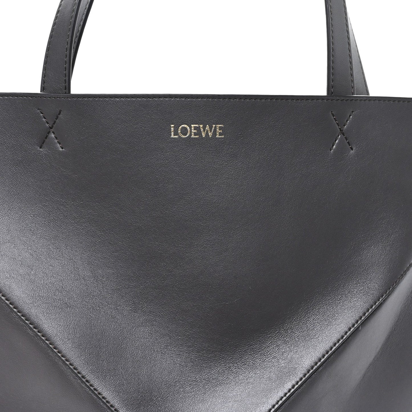 Shiny Calfskin Large Puzzle Fold Tote Dark Grey