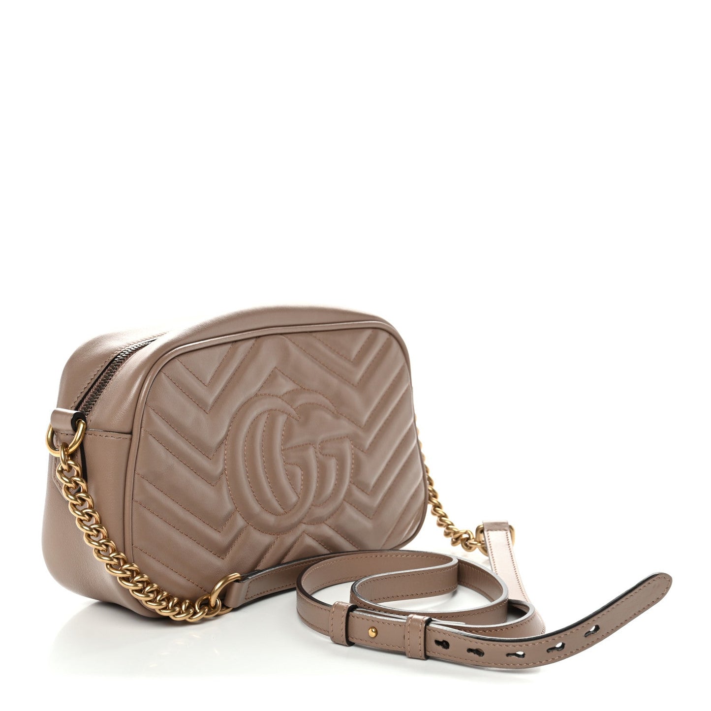 Calfskin Matelasse Small GG Marmont Chain Shoulder Bag Porcelain Rose
