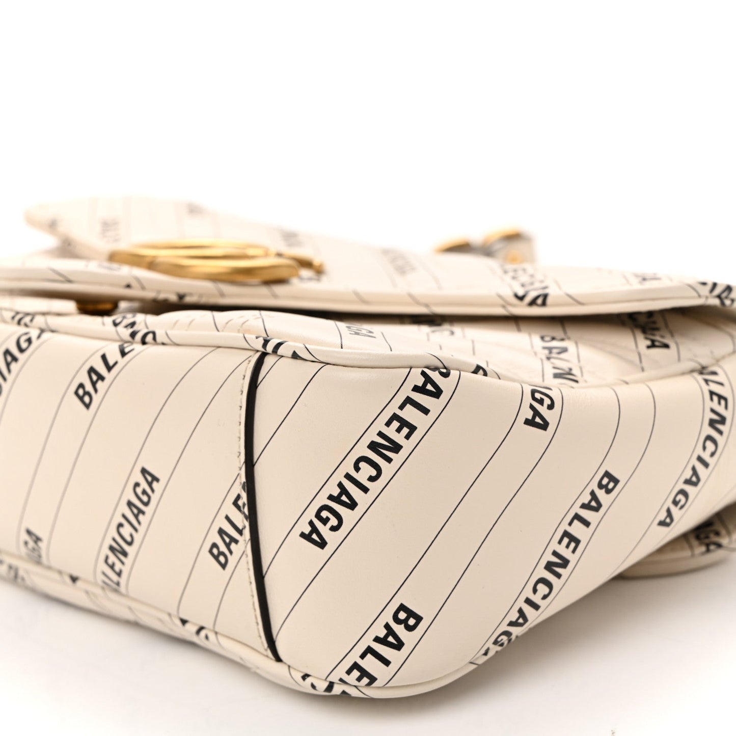X BALENCIAGA Calfskin Matelasse Logo Print Small GG Marmont Shoulder Bag White
